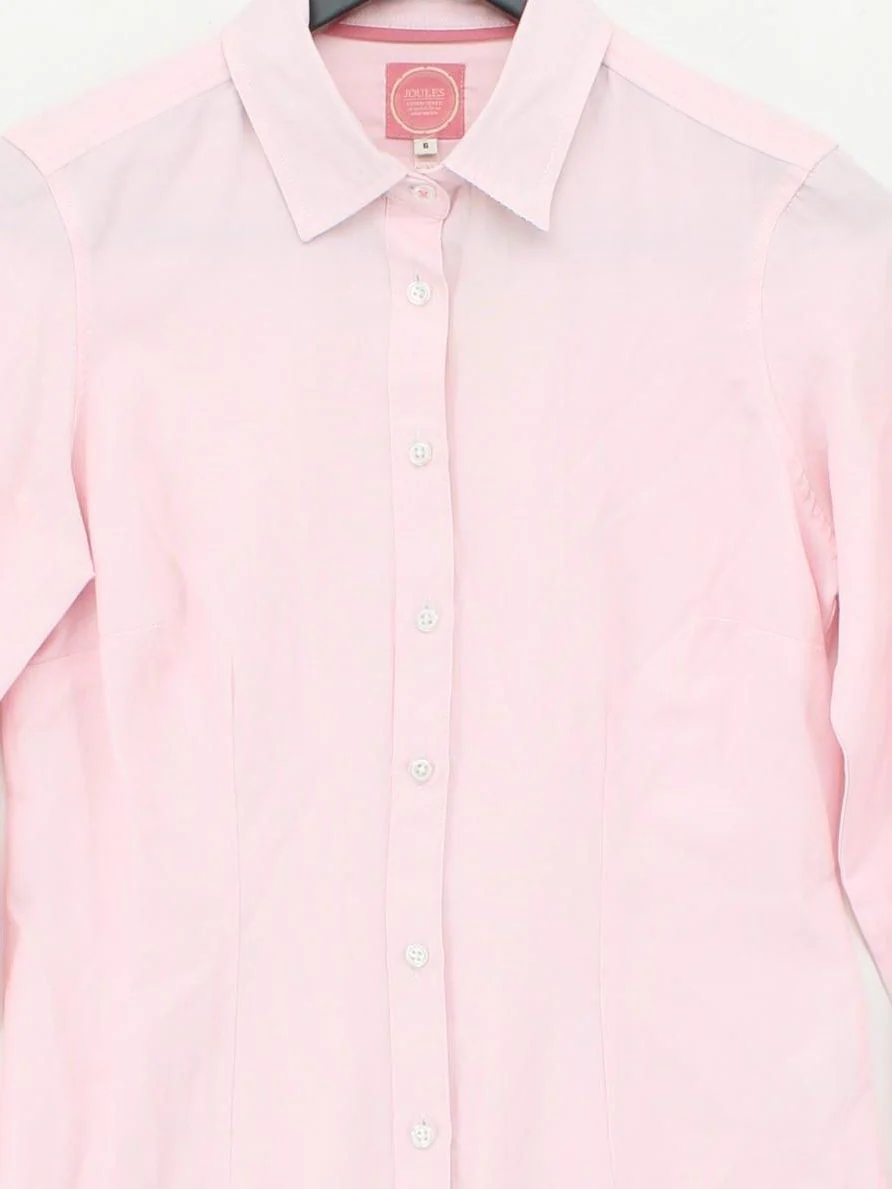 Joules Women's Shirt UK 6 Pink Cotton with Polyester Long Sleeve Collared Basic - Image 3