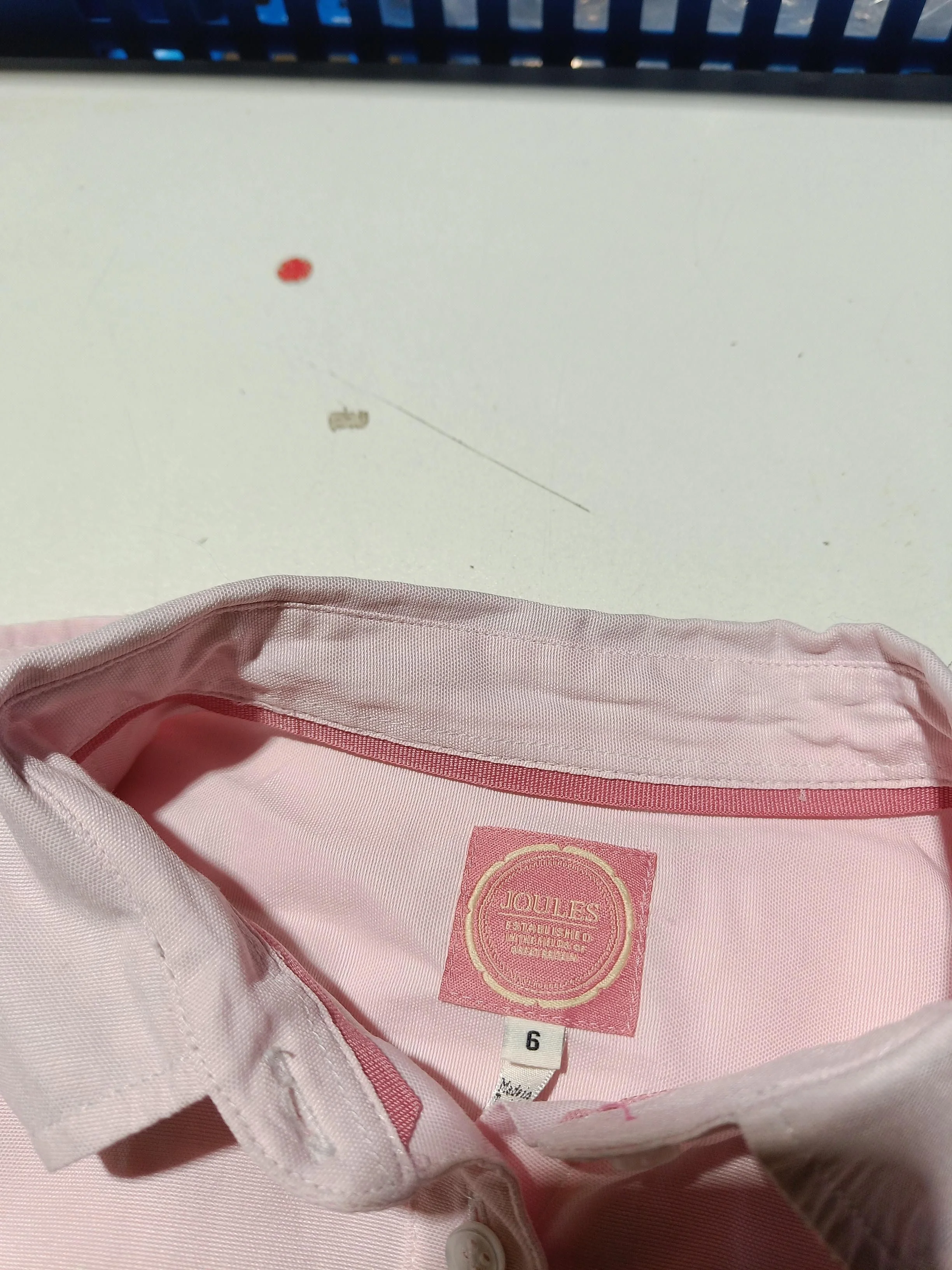 Joules Women's Shirt UK 6 Pink Cotton with Polyester Long Sleeve Collared Basic - Image 5
