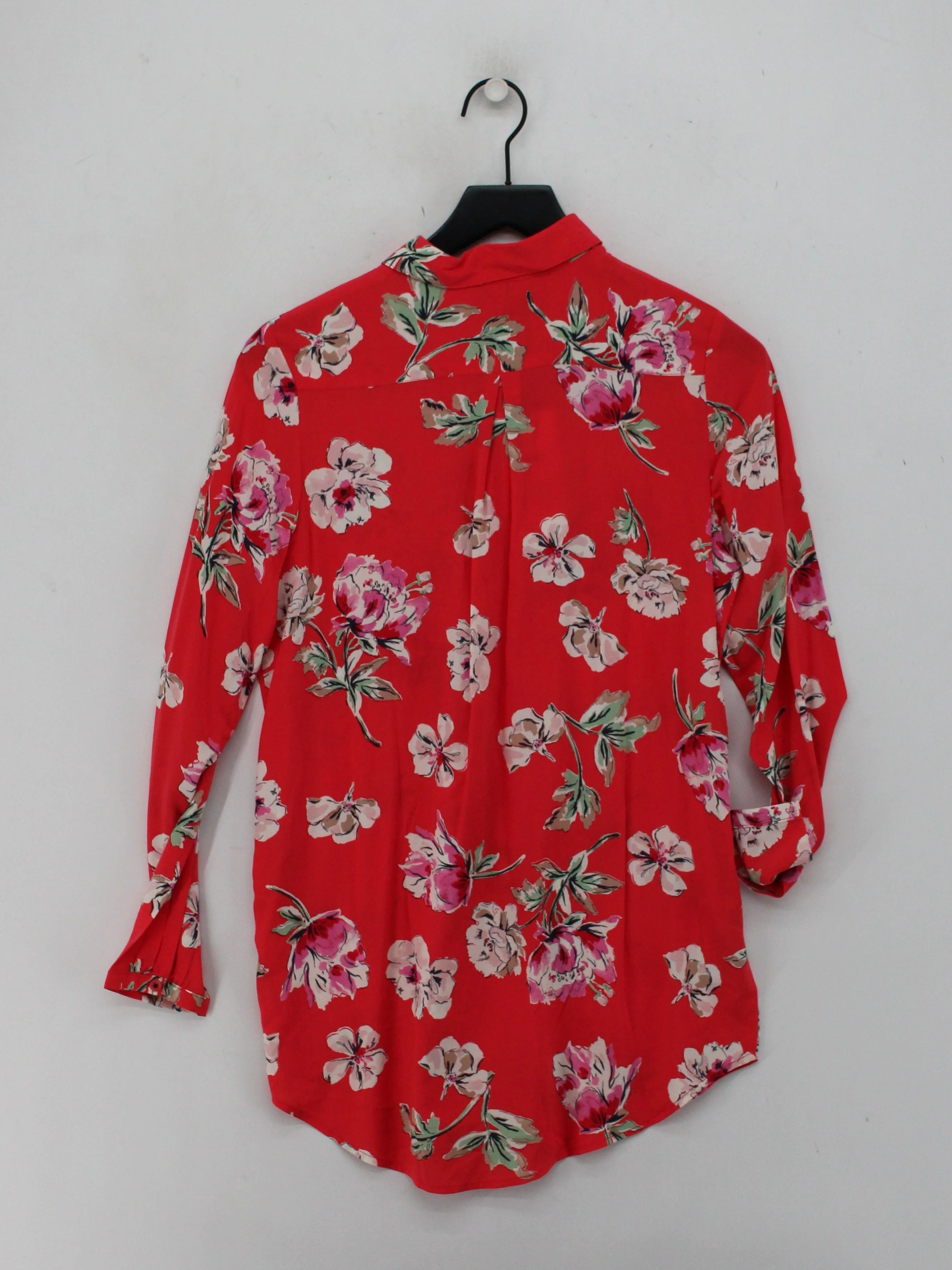 Joules Women's Shirt UK 8 Red Floral 100% Viscose Long Sleeve Collared Basic - Image 2