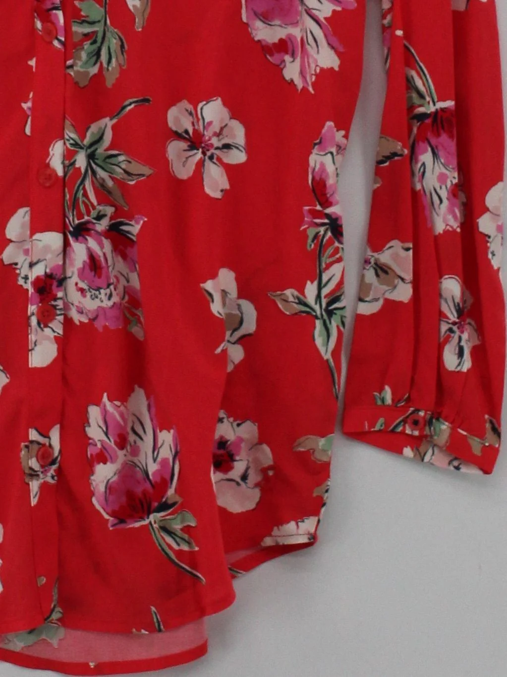 Joules Women's Shirt UK 8 Red Floral 100% Viscose Long Sleeve Collared Basic - Image 4