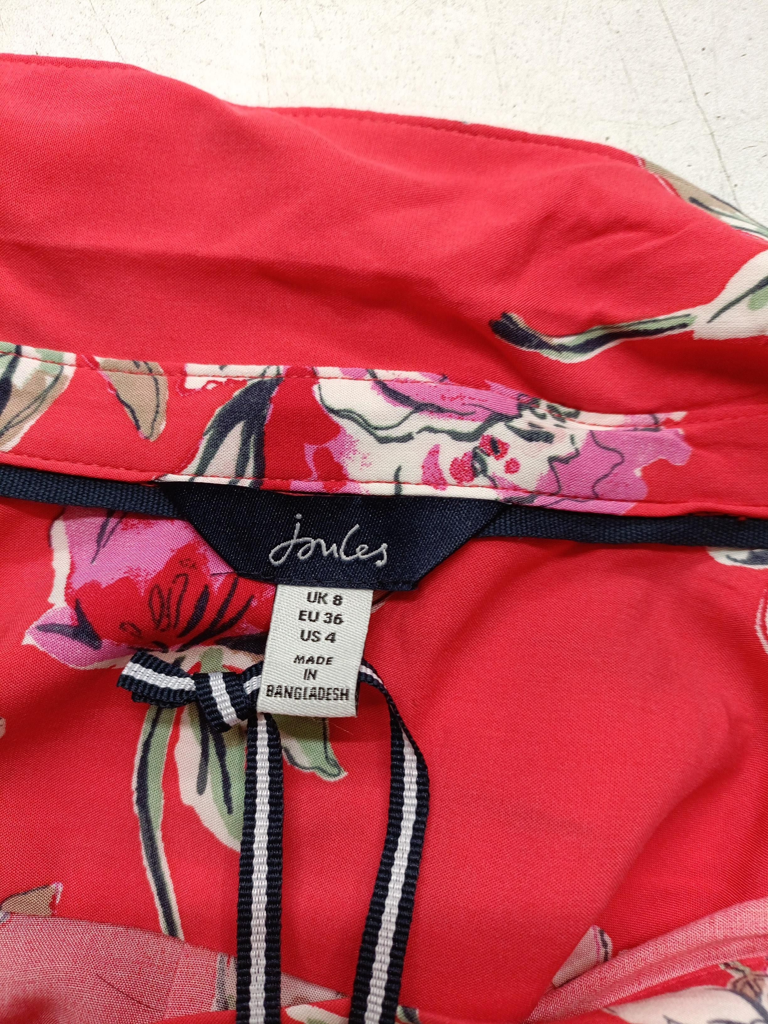 Joules Women's Shirt UK 8 Red Floral 100% Viscose Long Sleeve Collared Basic - Image 5