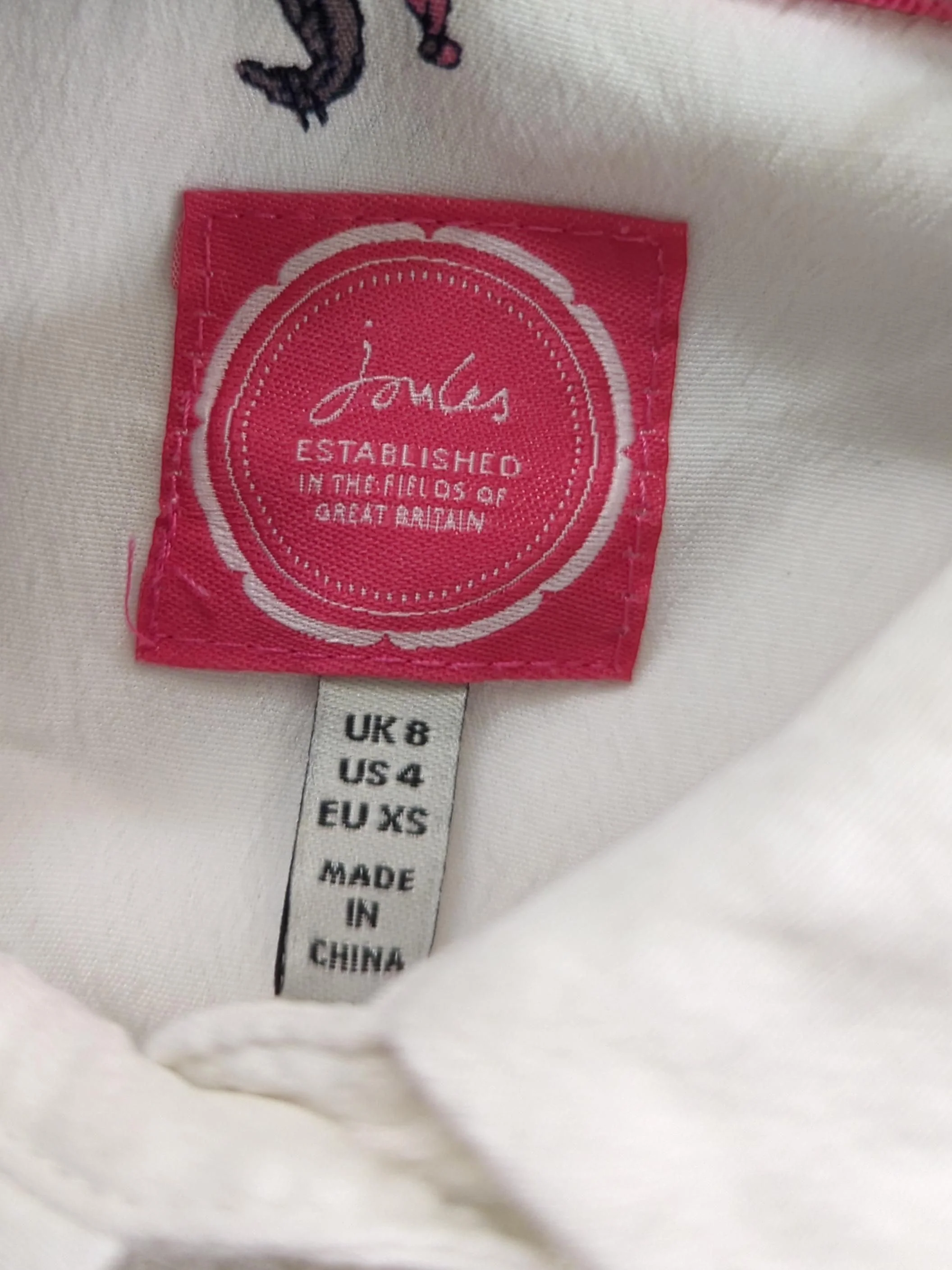 Joules Women's Shirt UK 8 White Graphic 100% Viscose Long Sleeve Collared Basic - Image 5