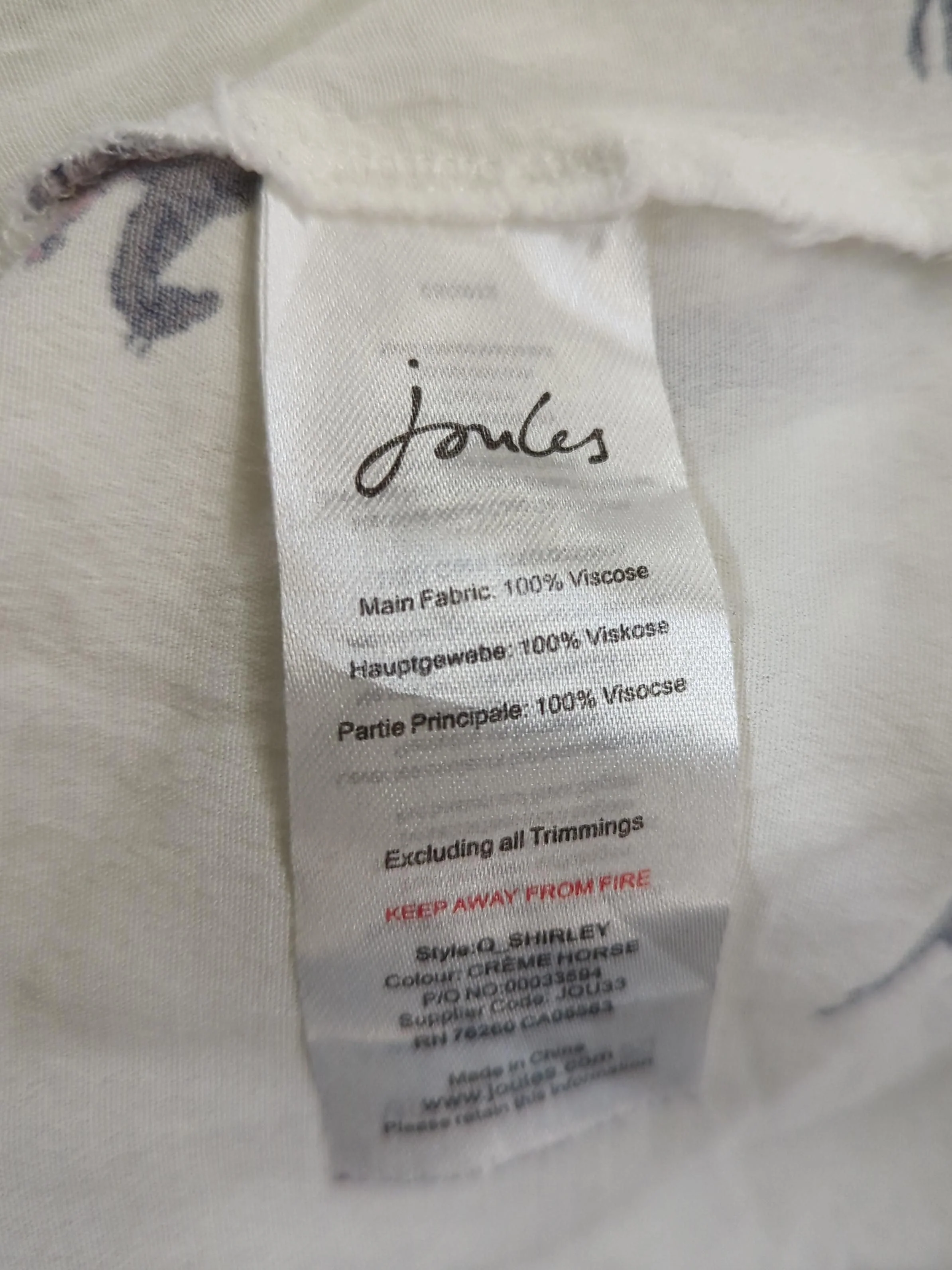 Joules Women's Shirt UK 8 White Graphic 100% Viscose Long Sleeve Collared Basic - Image 6