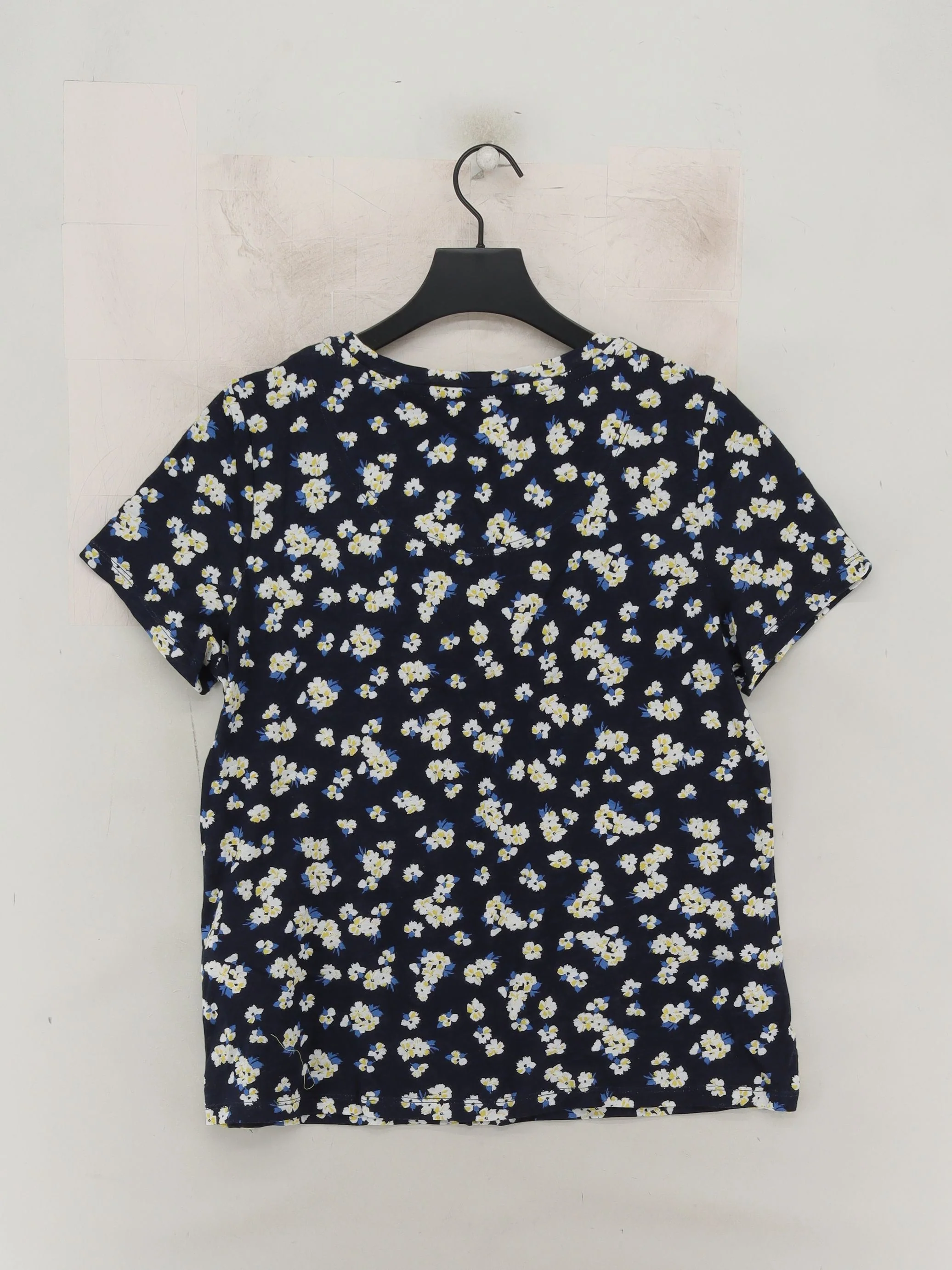 Joules Women's T-Shirt L Blue Floral 100% Cotton Short Sleeve Round Neck Basic - Image 2