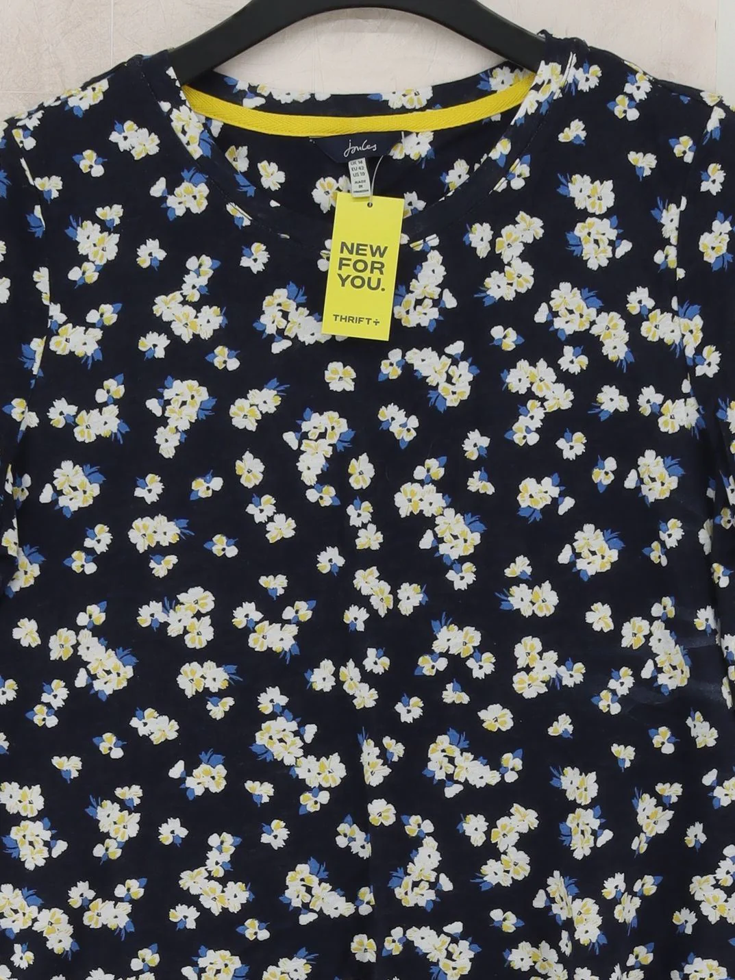 Joules Women's T-Shirt L Blue Floral 100% Cotton Short Sleeve Round Neck Basic - Image 3