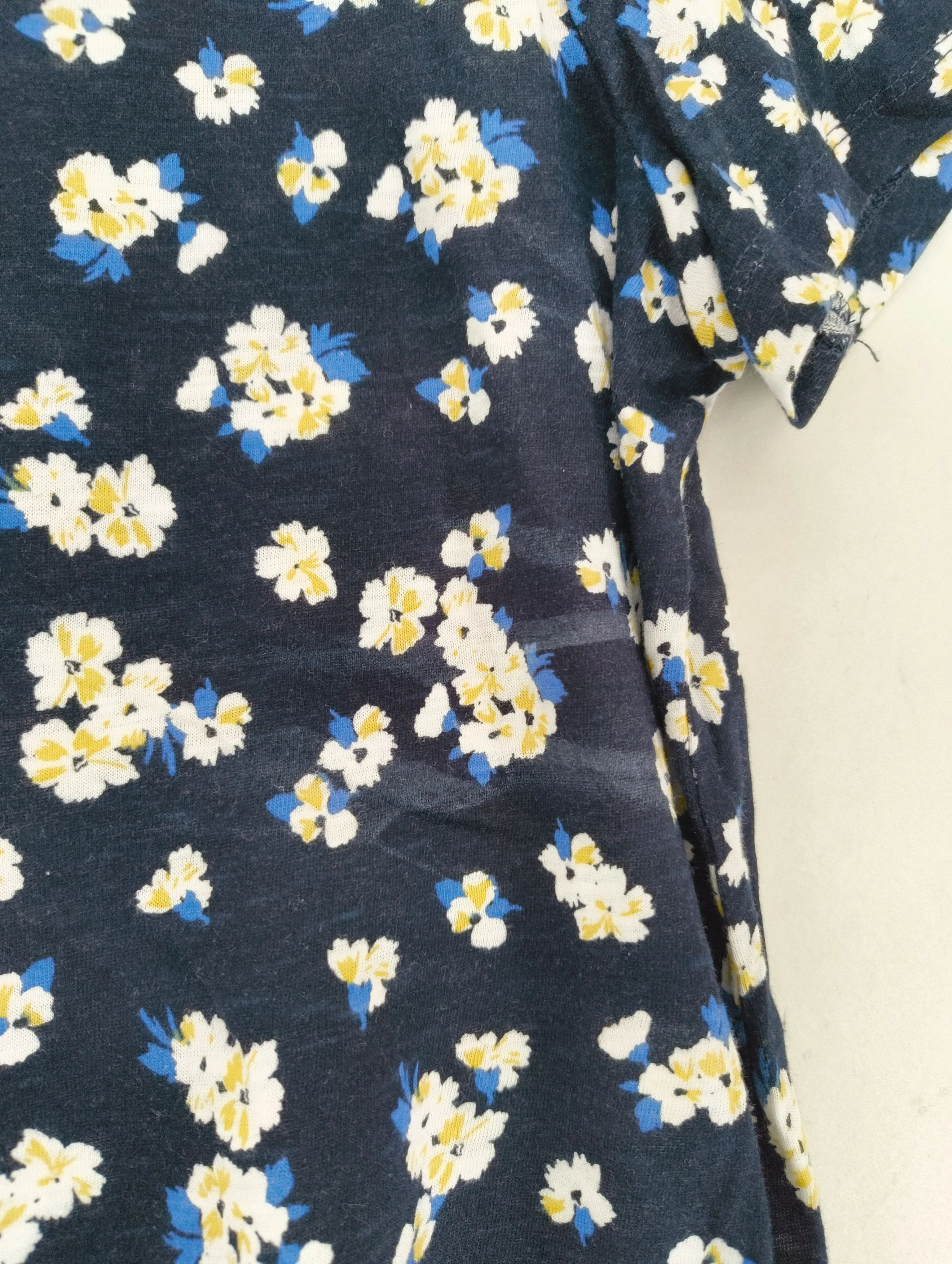 Joules Women's T-Shirt L Blue Floral 100% Cotton Short Sleeve Round Neck Basic - Image 5