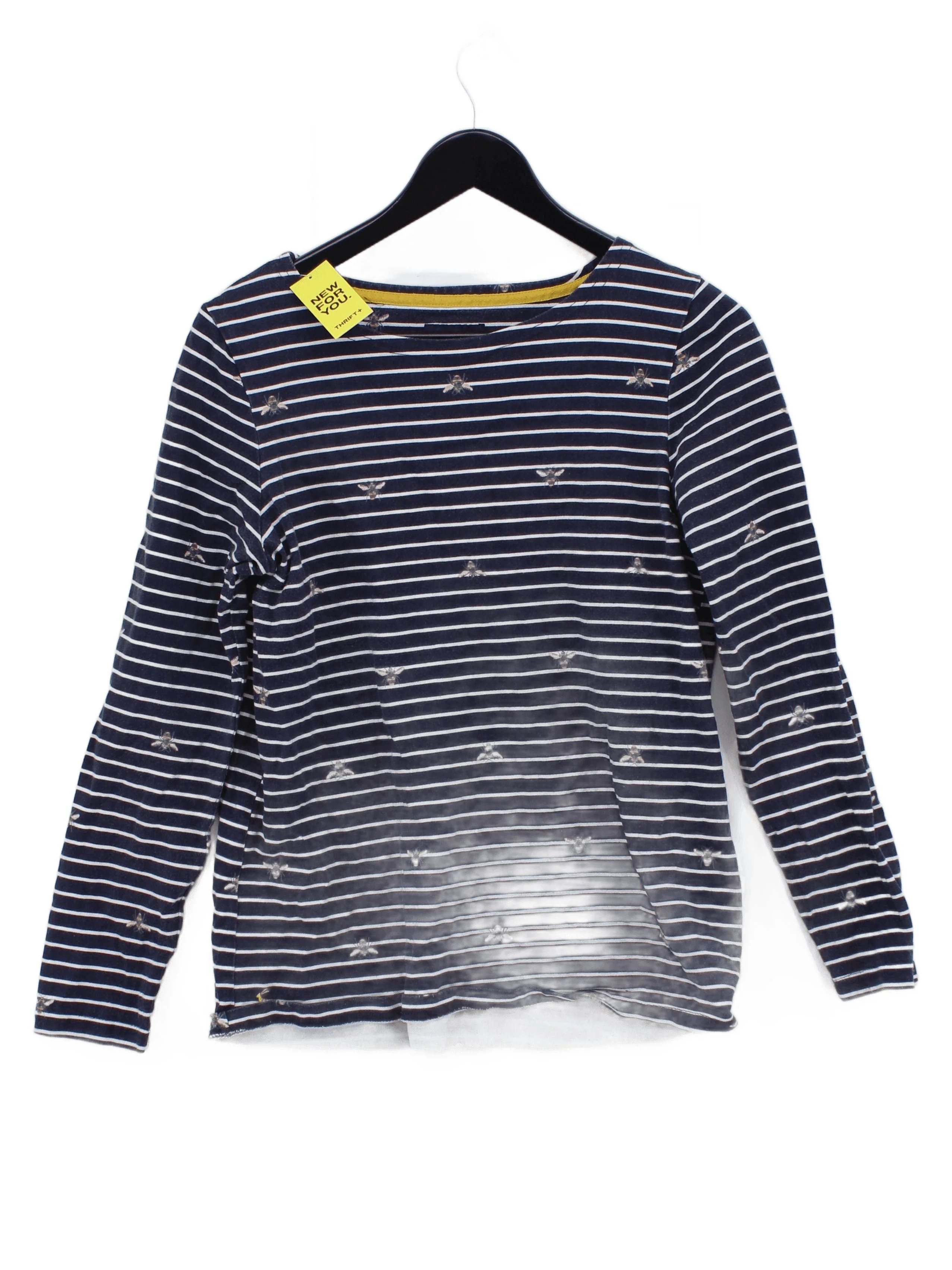 Joules Women's T-Shirt L Blue Striped 100% Cotton Short Sleeve Round Neck Basic