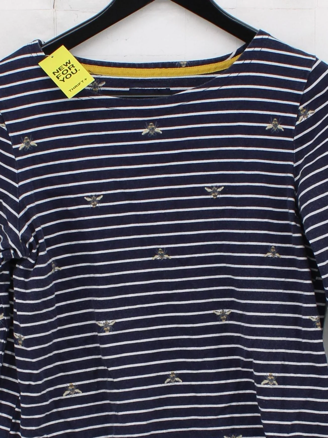 Joules Women's T-Shirt L Blue Striped 100% Cotton Short Sleeve Round Neck Basic - Image 3