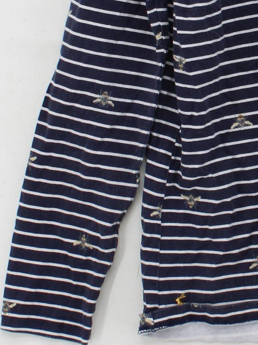 Joules Women's T-Shirt L Blue Striped 100% Cotton Short Sleeve Round Neck Basic - Image 4