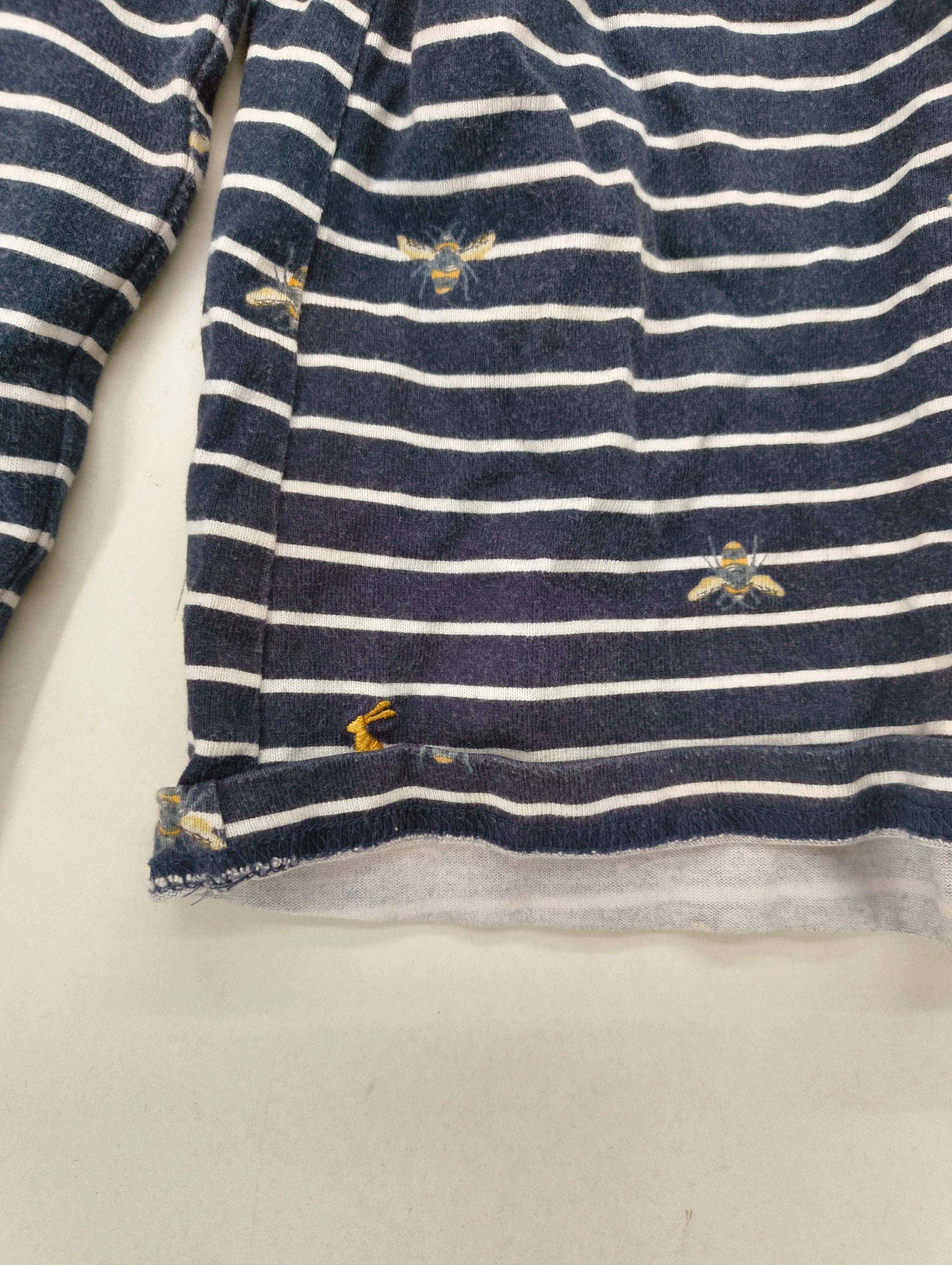 Joules Women's T-Shirt L Blue Striped 100% Cotton Short Sleeve Round Neck Basic - Image 5