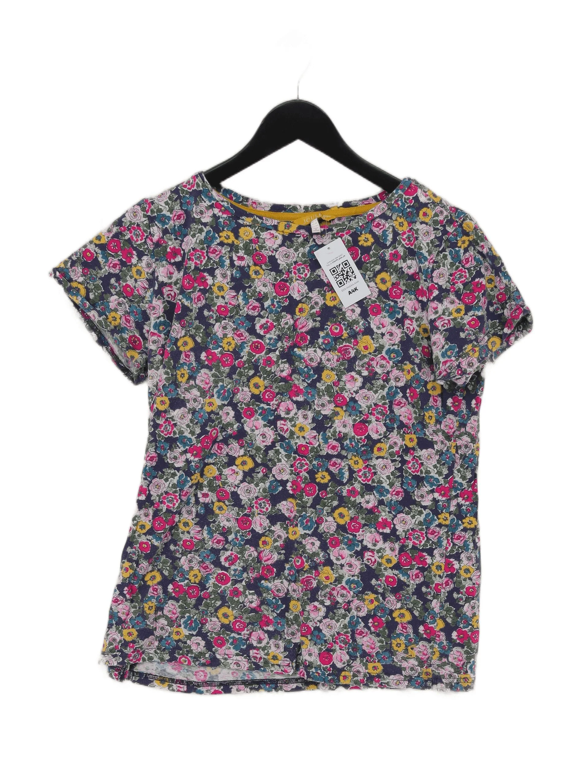 Joules Women's T-Shirt L Multi Floral 100% Cotton Short Sleeve Round Neck Basic