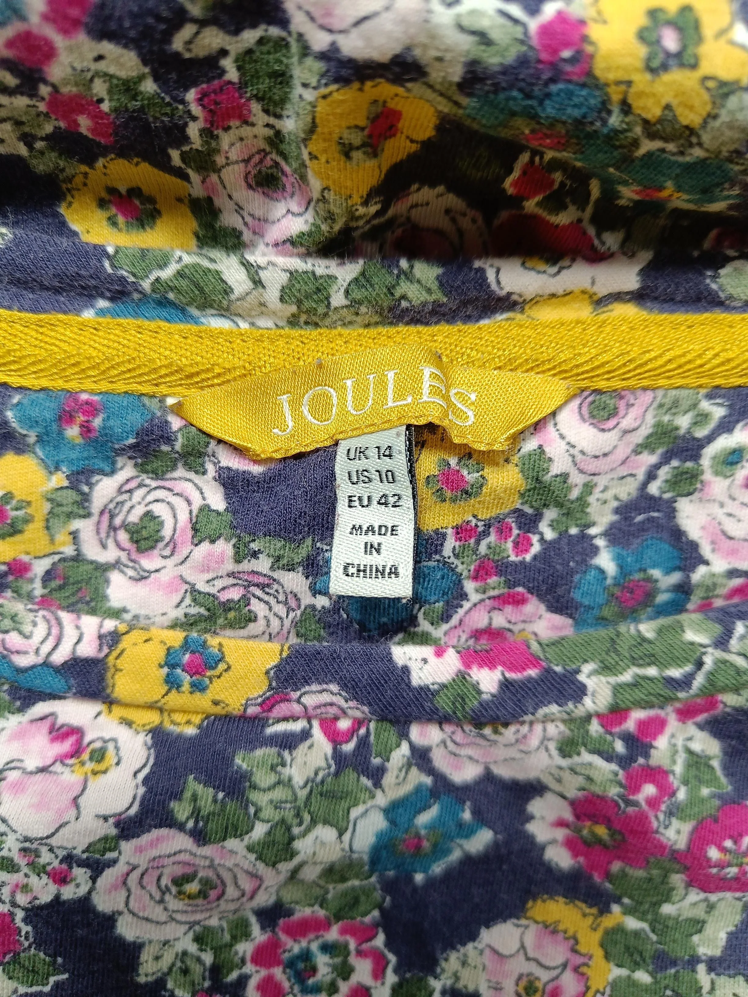 Joules Women's T-Shirt L Multi Floral 100% Cotton Short Sleeve Round Neck Basic - Image 5