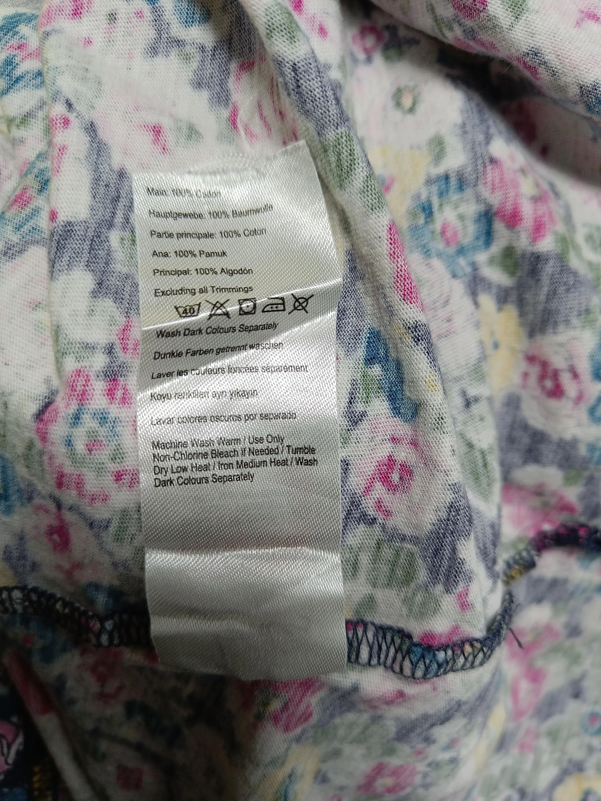 Joules Women's T-Shirt L Multi Floral 100% Cotton Short Sleeve Round Neck Basic - Image 6