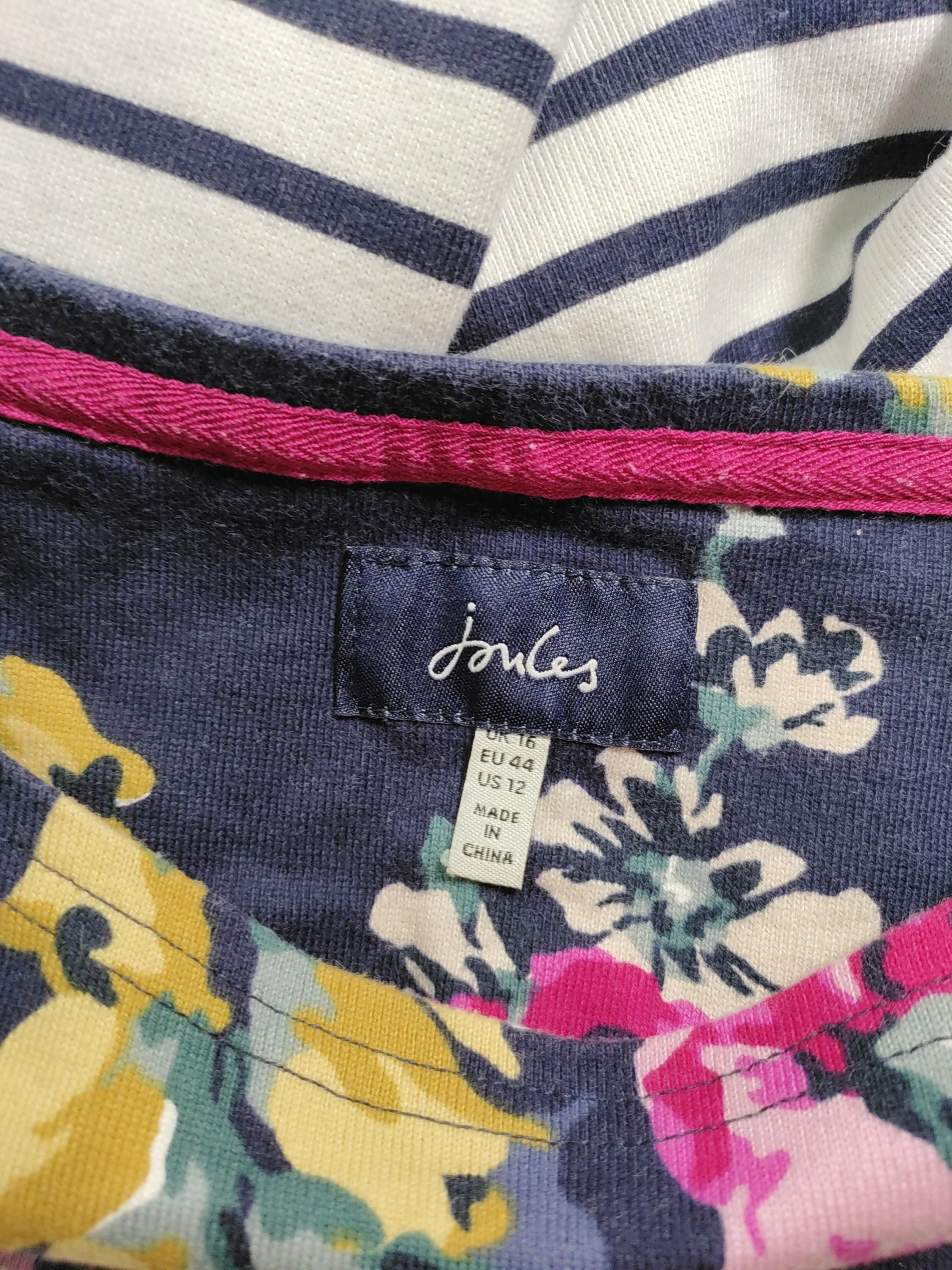 Joules Women's T-Shirt L Multi Floral 100% Cotton Short Sleeve Round Neck Basic - Image 5