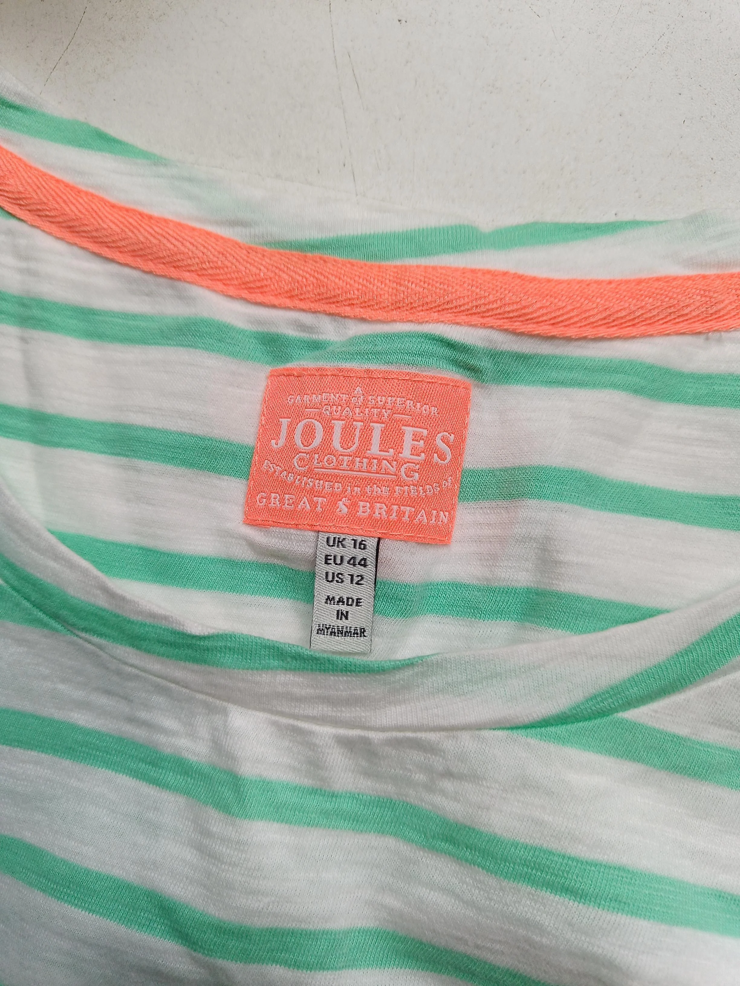 Joules Women's T-Shirt L Multi Striped 100% Cotton Short Sleeve Round Neck Basic - Image 5