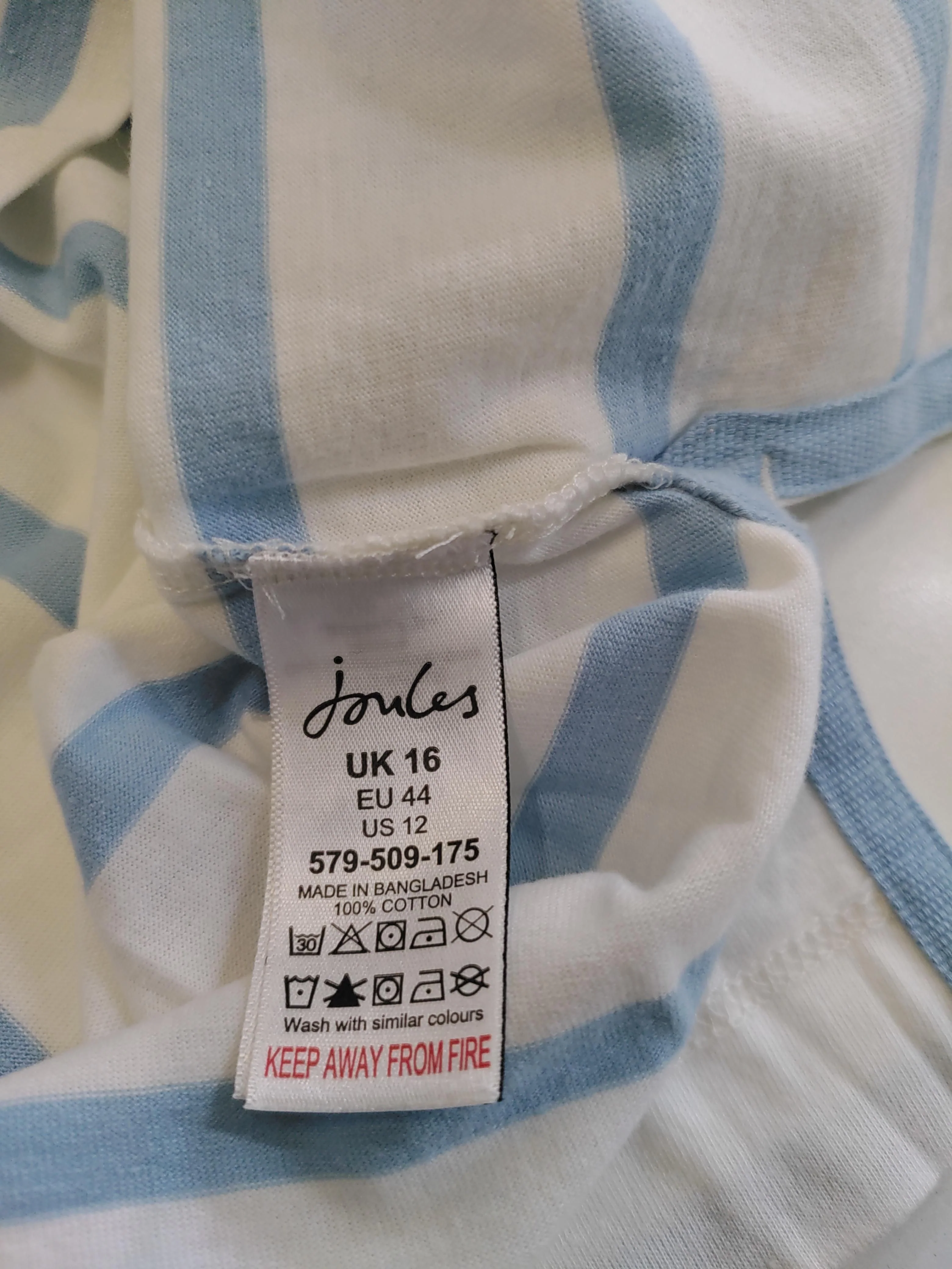 Joules Women's T-Shirt L Multi Striped 100% Cotton Short Sleeve Round Neck Basic - Image 7