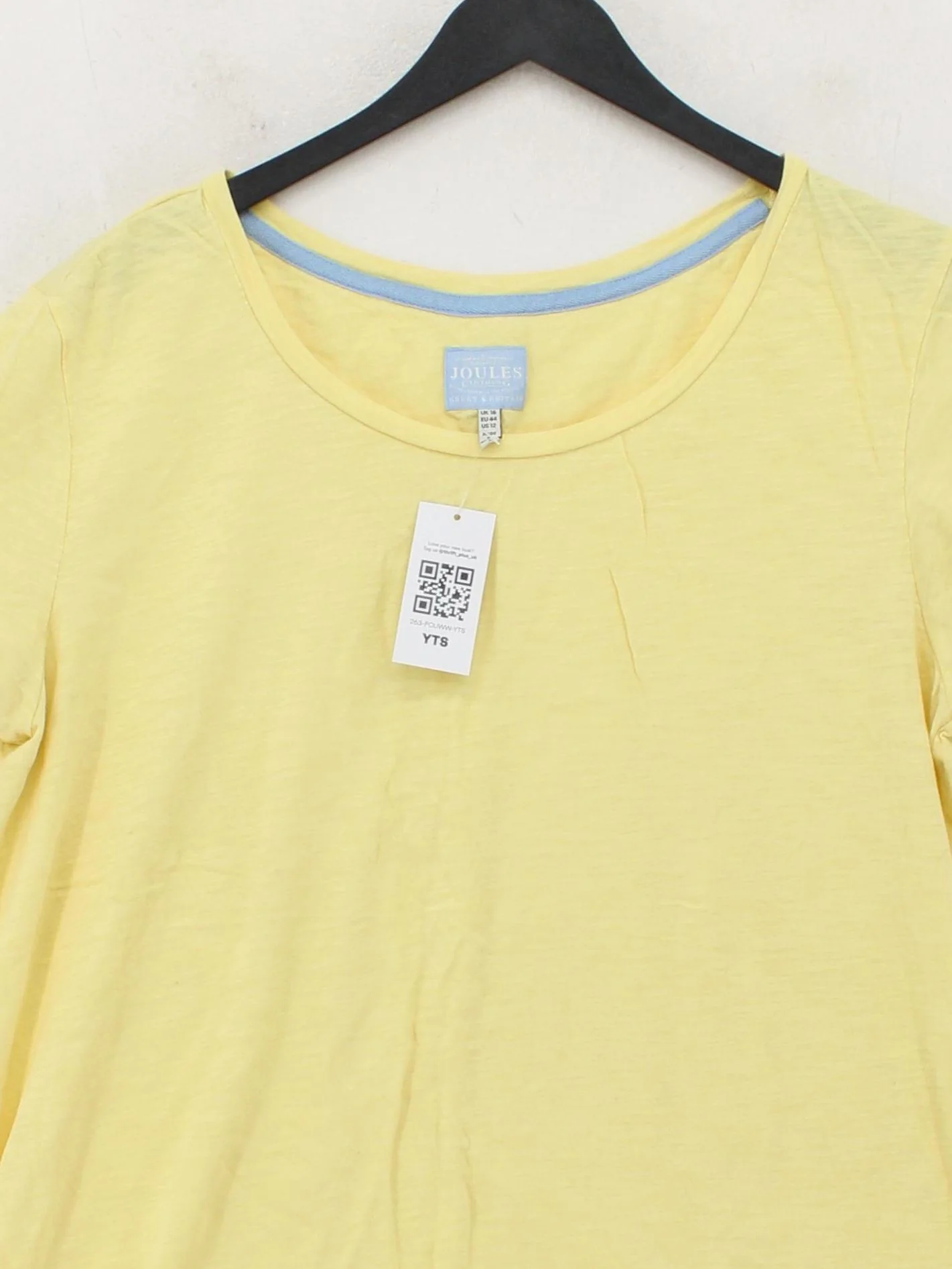 Joules Women's T-Shirt L Yellow 100% Cotton Short Sleeve Round Neck Basic - Image 3