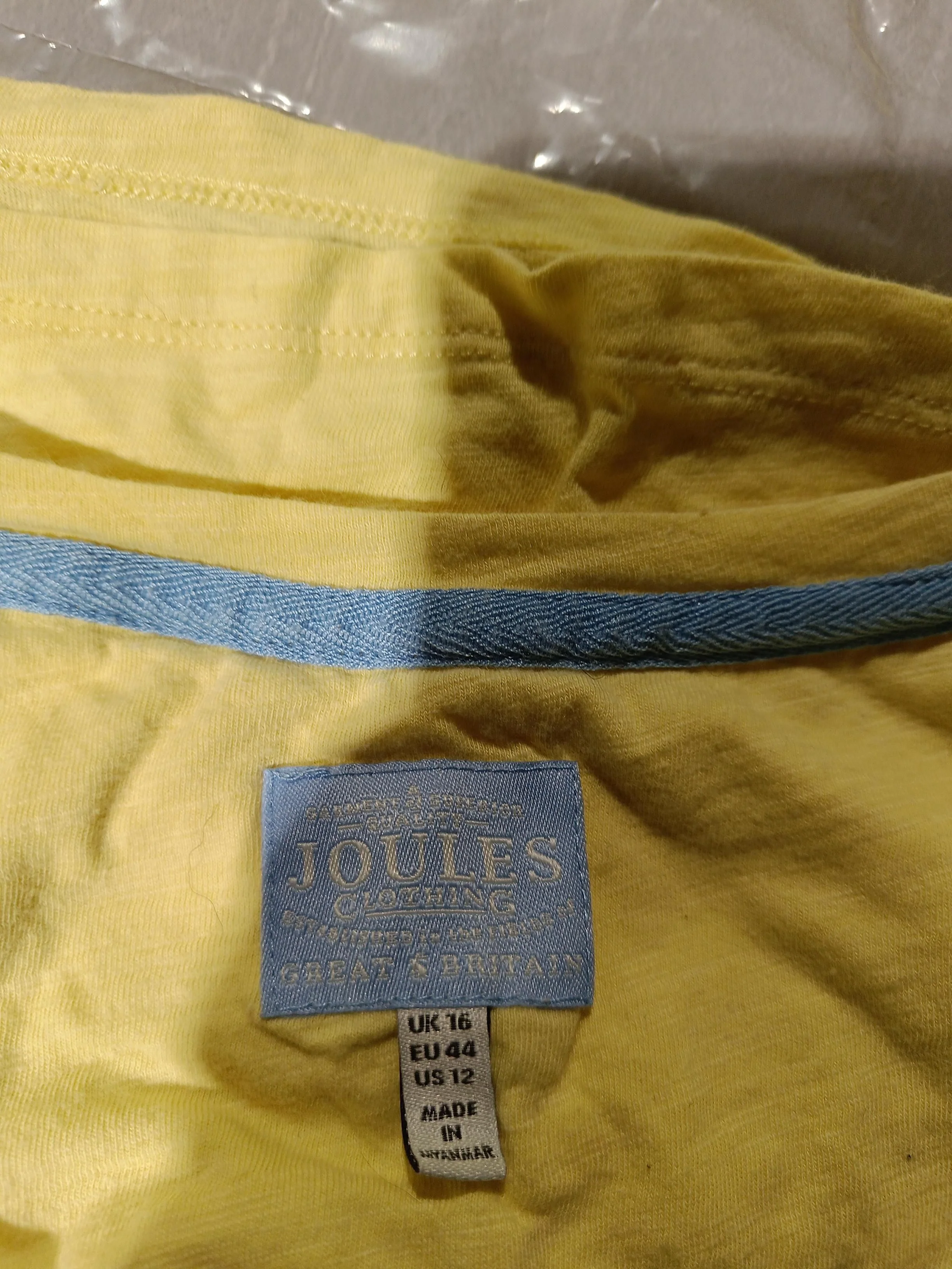 Joules Women's T-Shirt L Yellow 100% Cotton Short Sleeve Round Neck Basic - Image 5