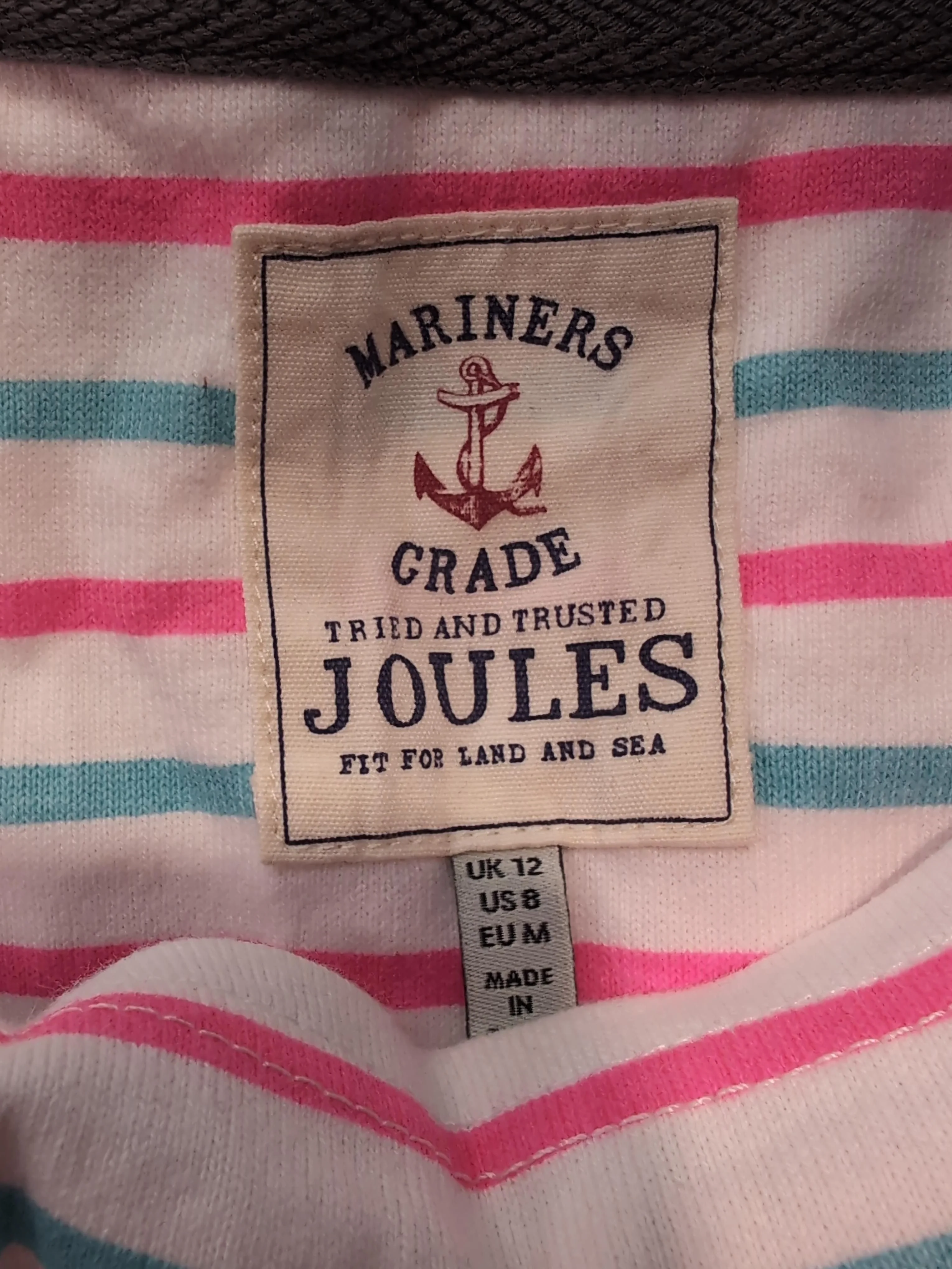 Joules Women's T-Shirt M Multi Striped 100% Cotton Short Sleeve Round Neck Basic - Image 5