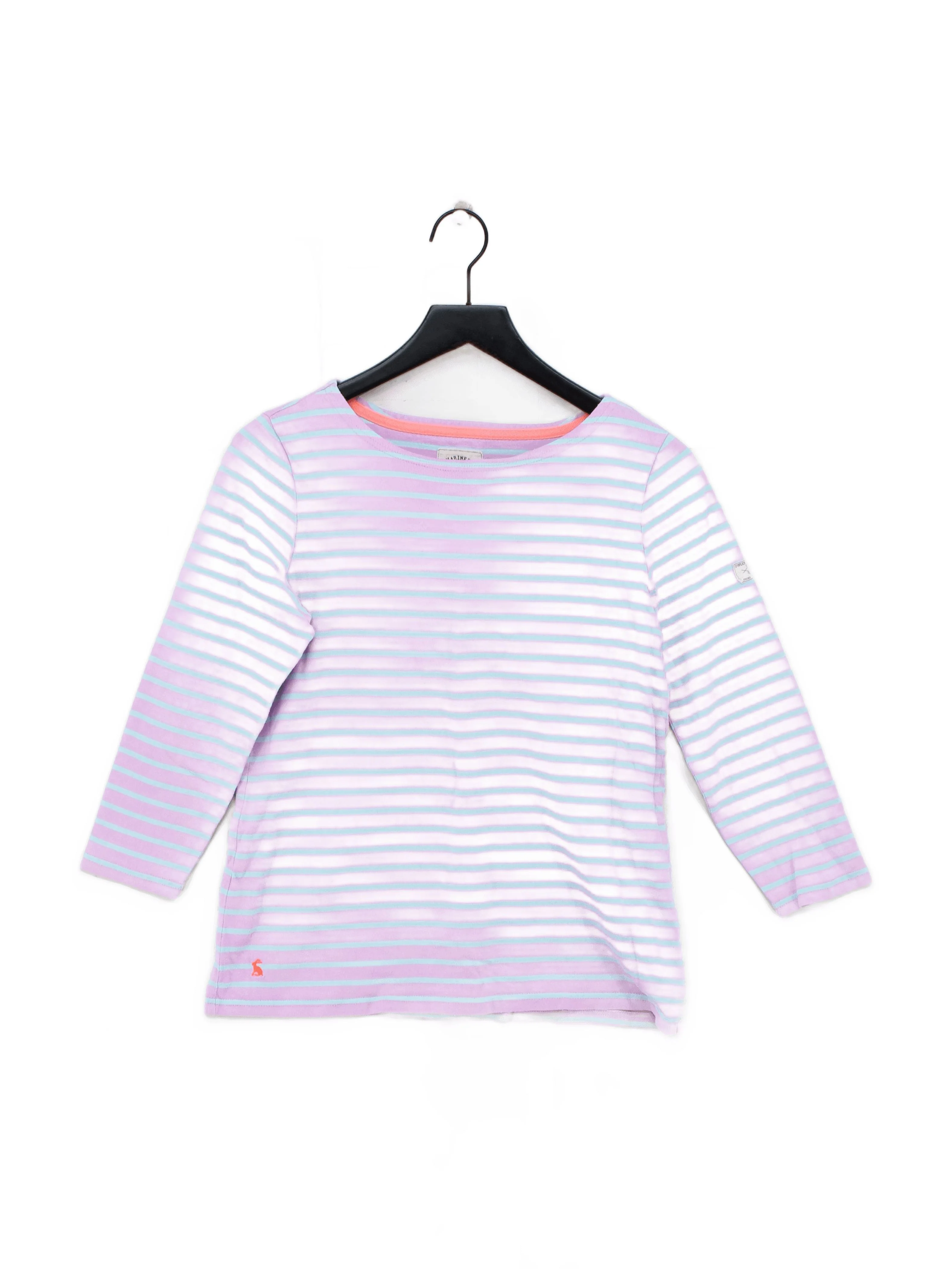 Joules Women's T-Shirt M Multi Striped 100% Cotton Short Sleeve Round Neck Basic