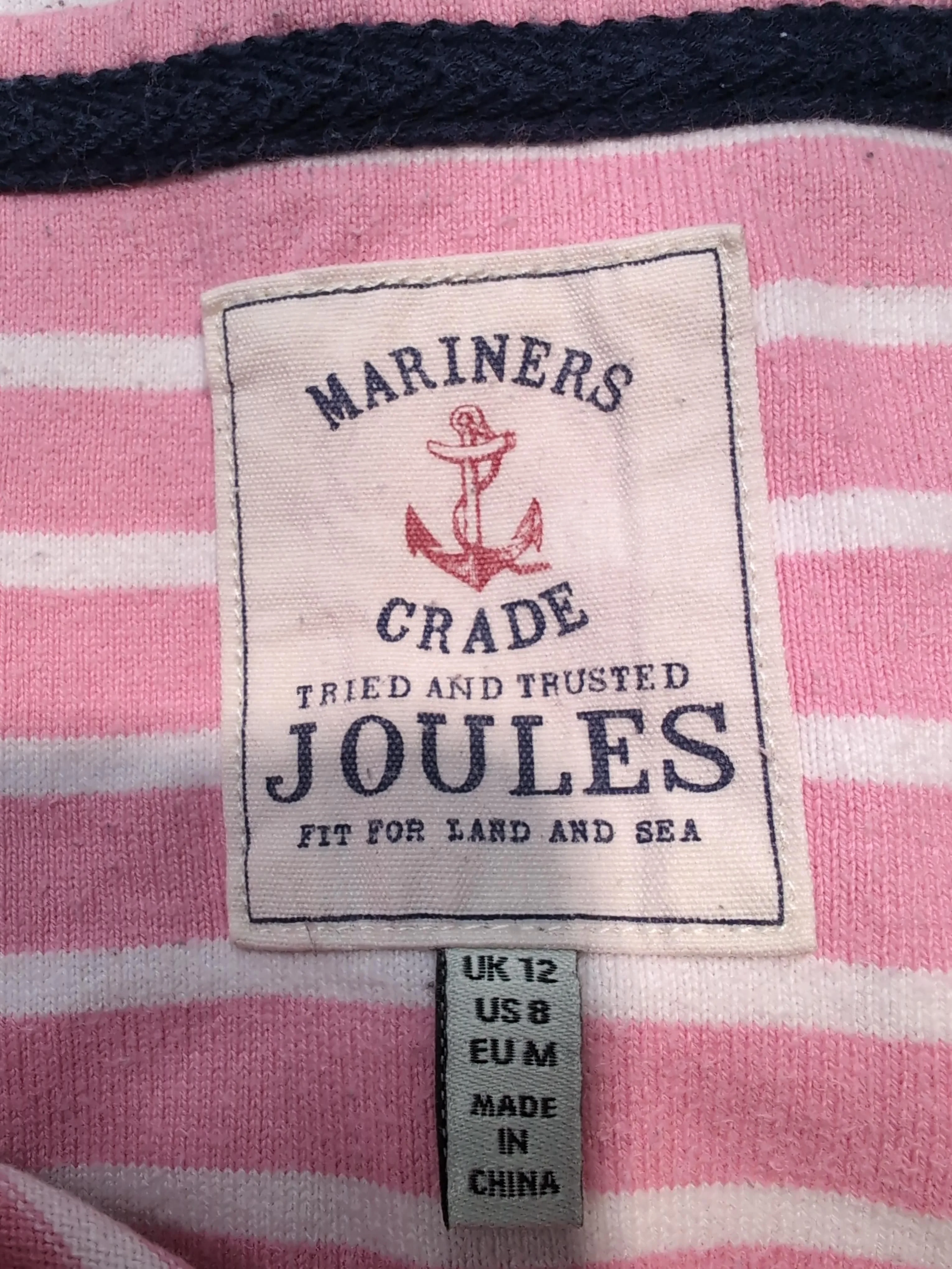 Joules Women's T-Shirt M Pink Striped 100% Cotton Short Sleeve Round Neck Basic - Image 6