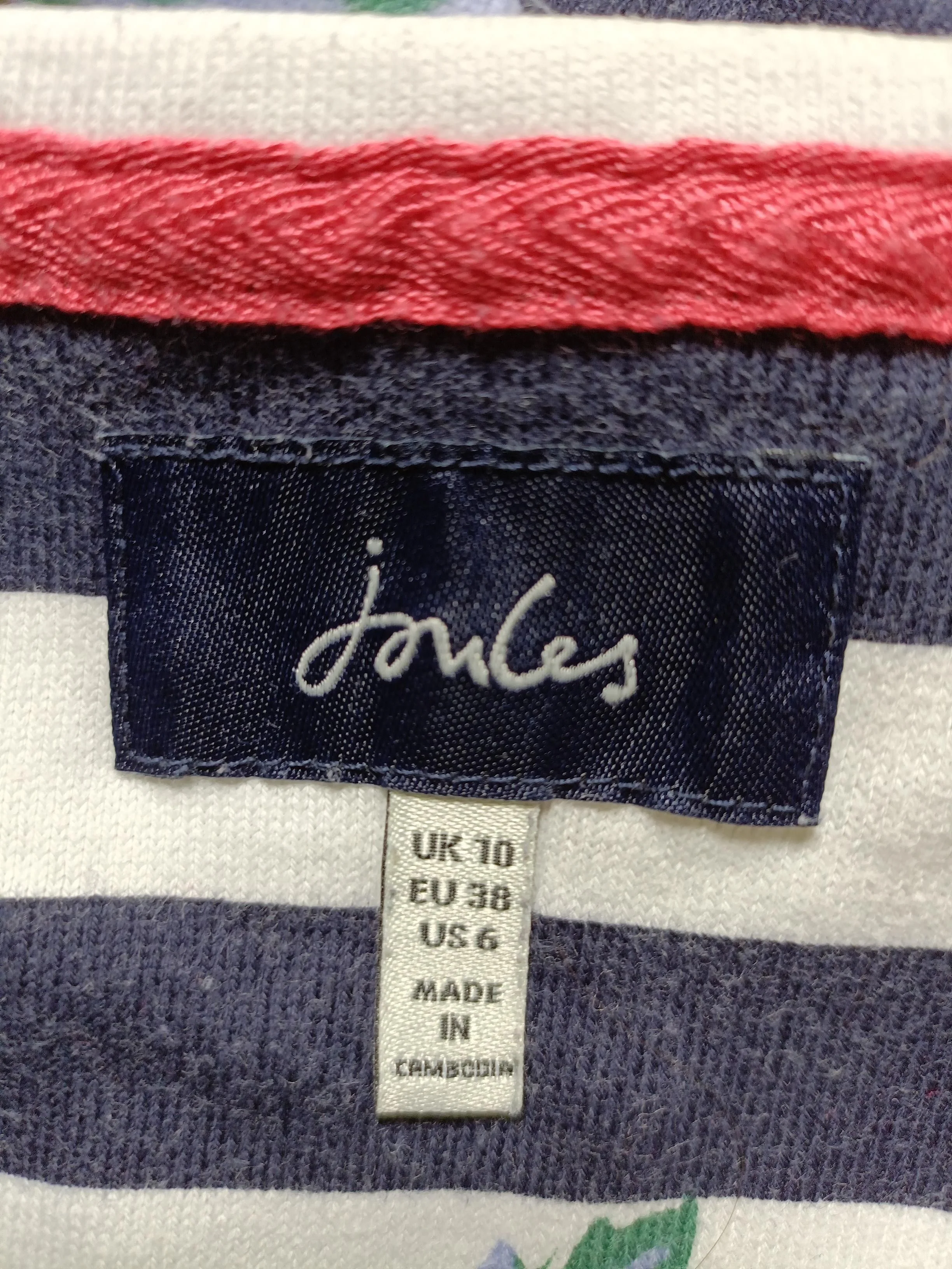 Joules Women's T-Shirt S Multi Striped 100% Cotton Short Sleeve Round Neck Basic - Image 5