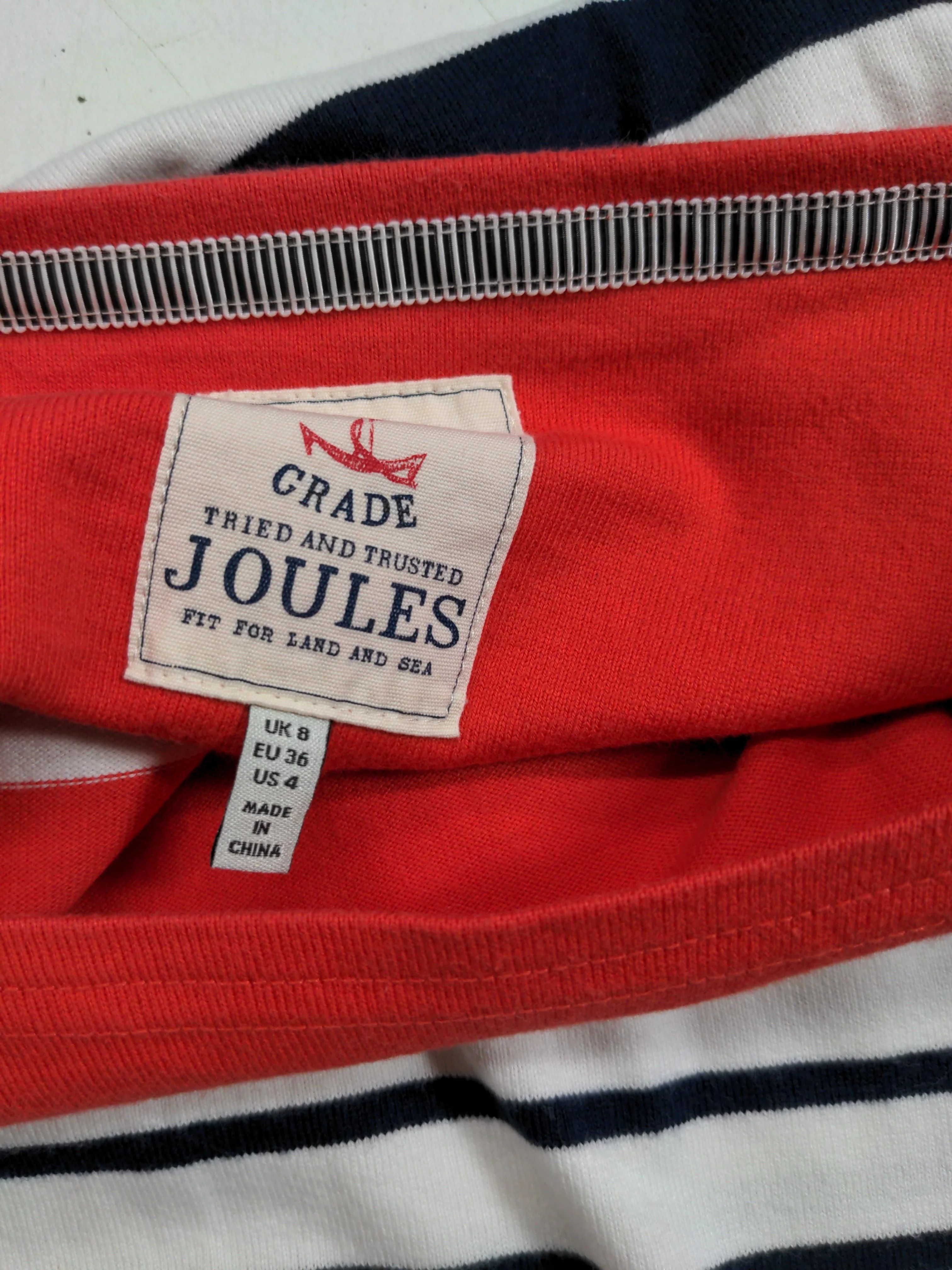 Joules Women's T-Shirt S Multi Striped 100% Cotton Short Sleeve Round Neck Basic - Image 5