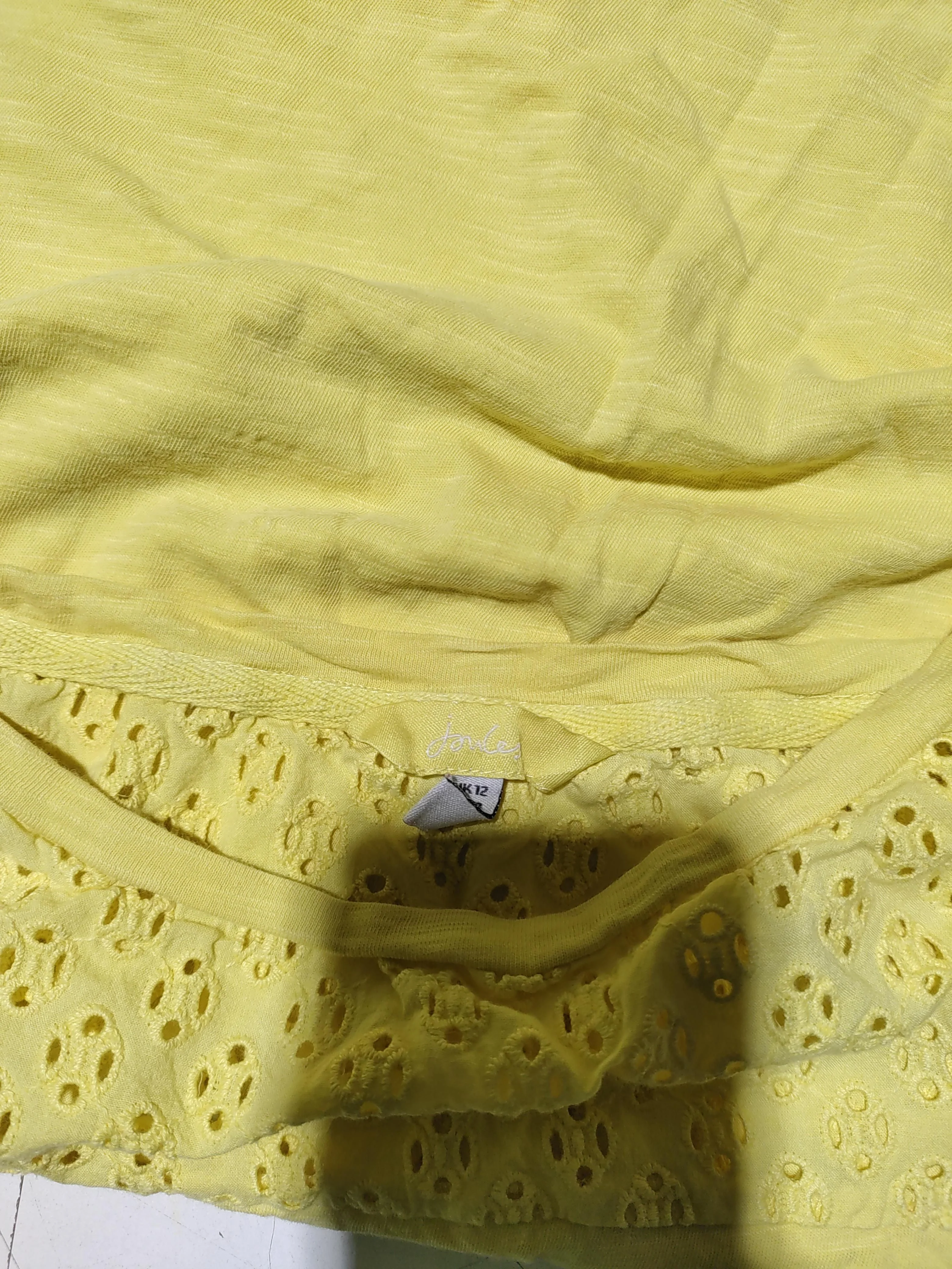 Joules Women's T-Shirt S Yellow 100% Cotton Short Sleeve Round Neck Basic - Image 5