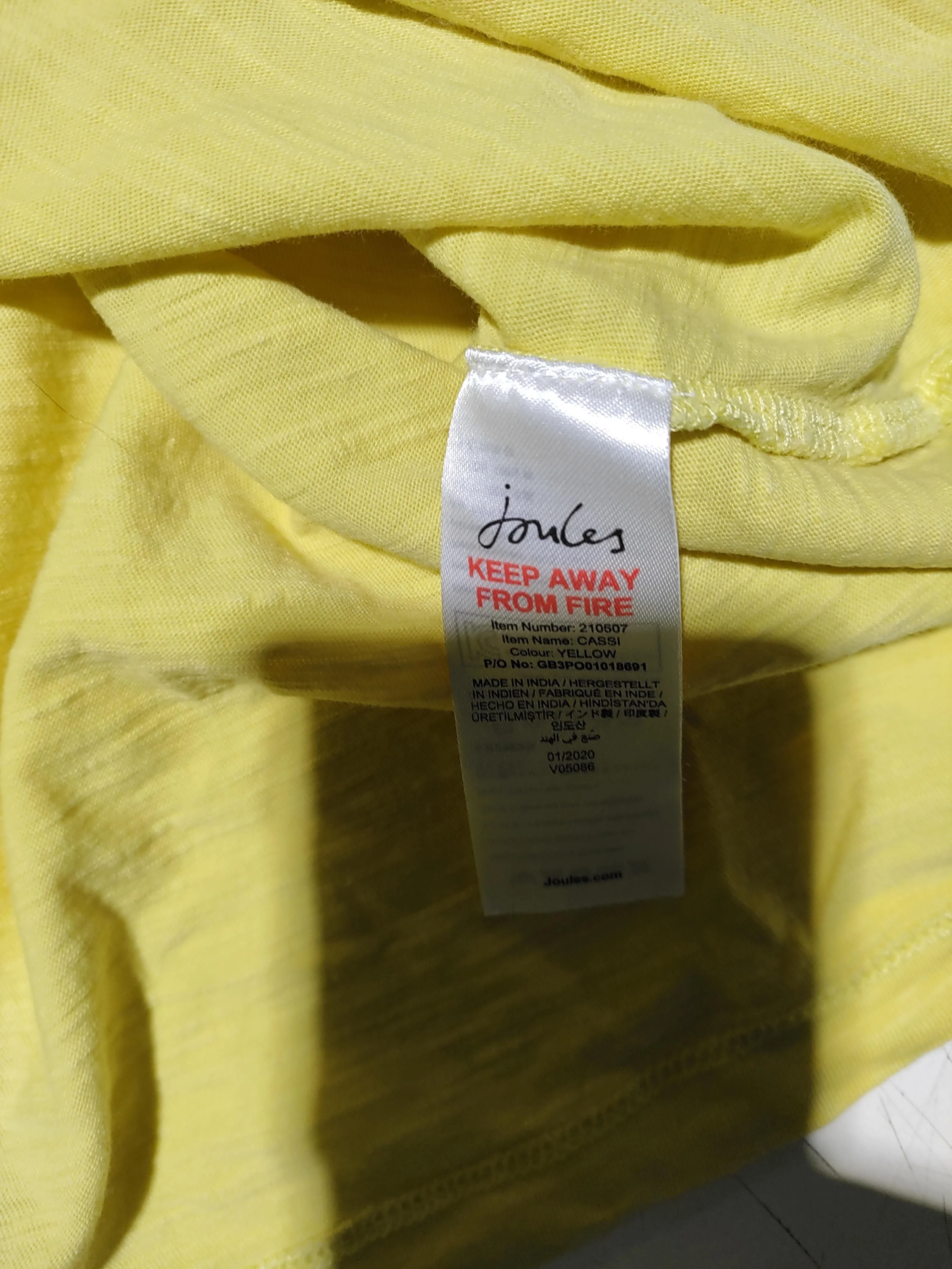 Joules Women's T-Shirt S Yellow 100% Cotton Short Sleeve Round Neck Basic - Image 6