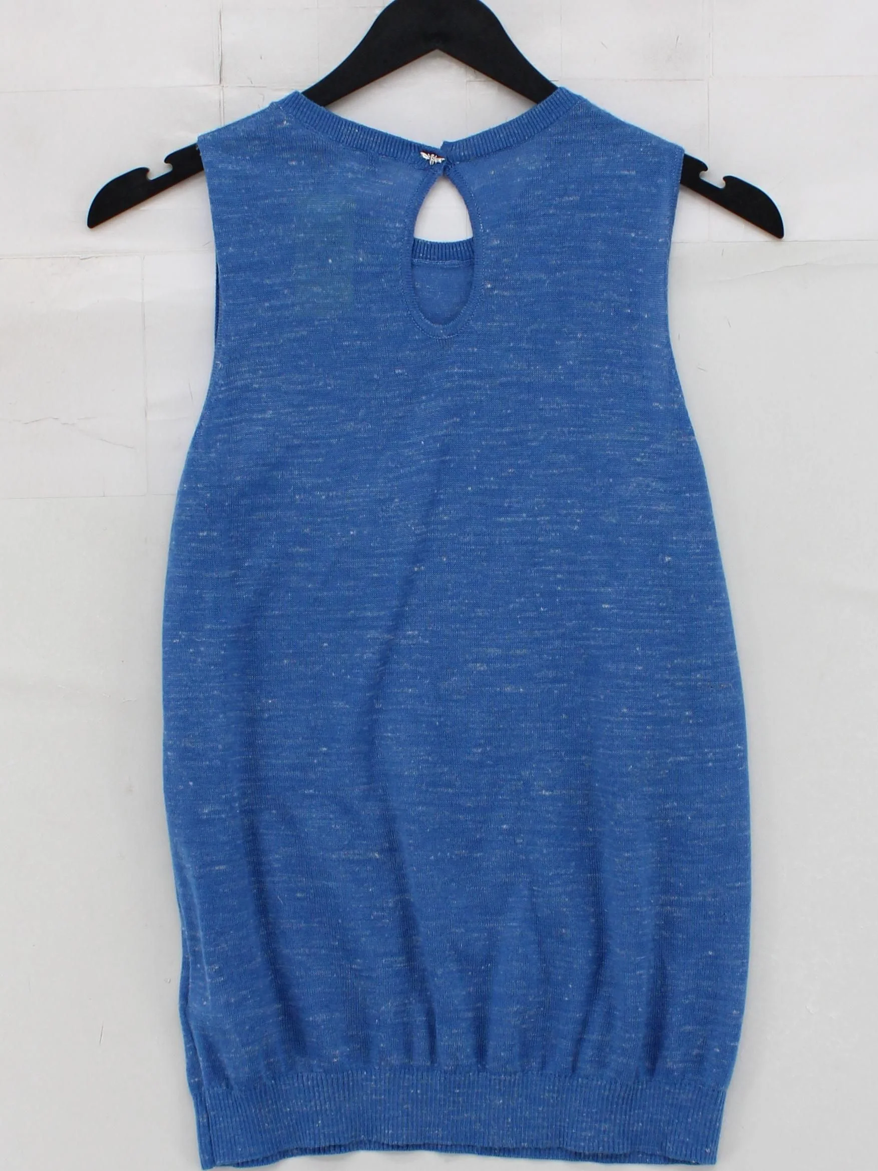 Joules Women's T-Shirt UK 10 Blue Acrylic with Polyester, Linen, Polyamide Basic - Image 2