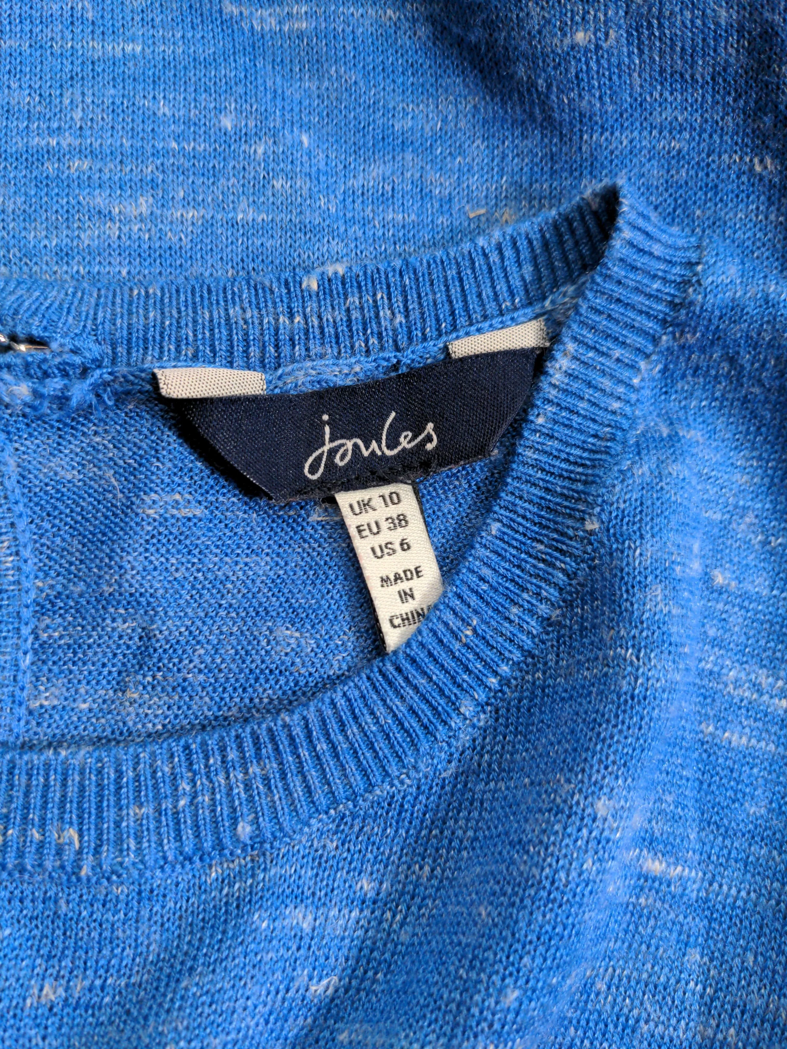 Joules Women's T-Shirt UK 10 Blue Acrylic with Polyester, Linen, Polyamide Basic - Image 5