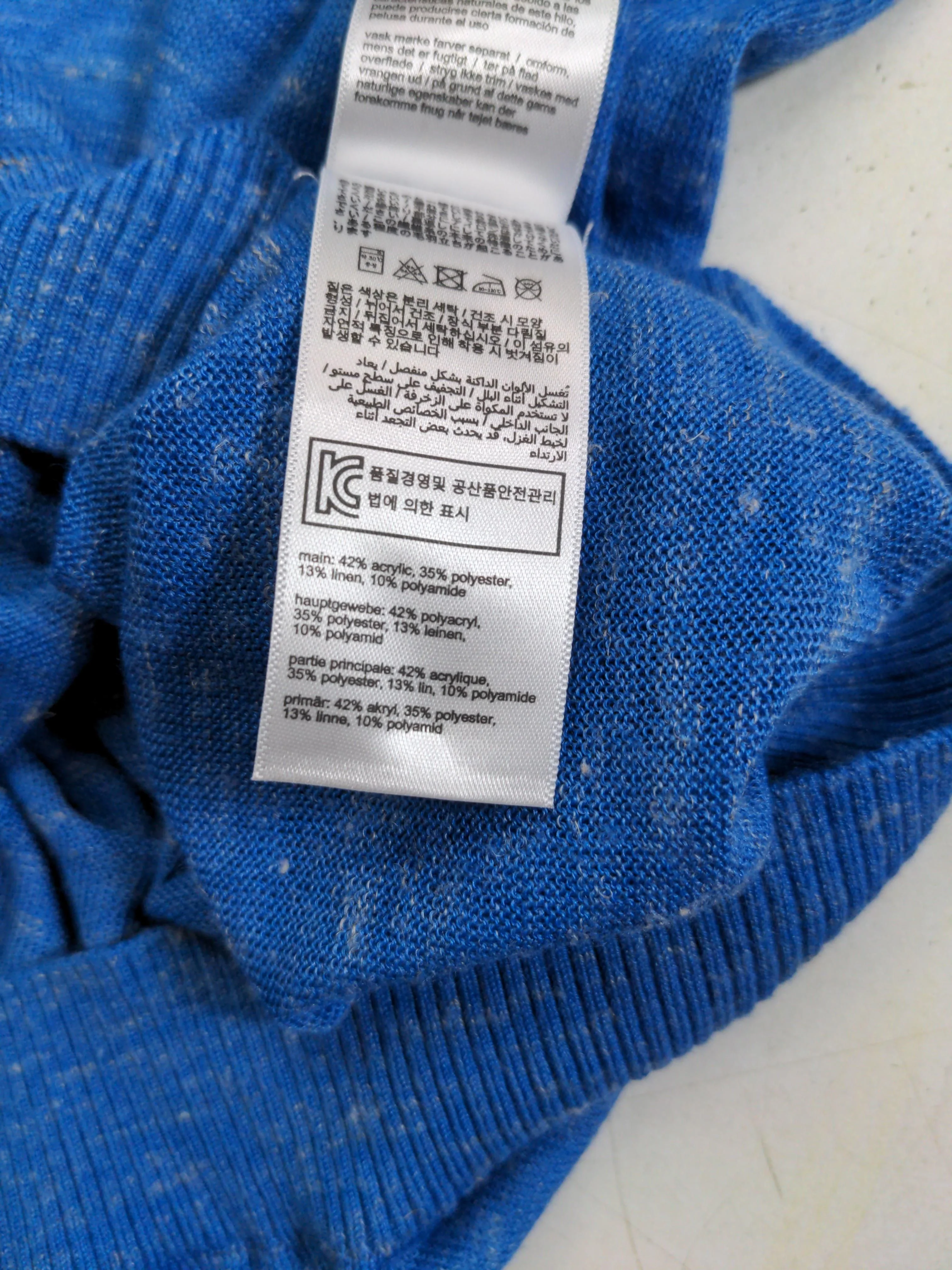 Joules Women's T-Shirt UK 10 Blue Acrylic with Polyester, Linen, Polyamide Basic - Image 6