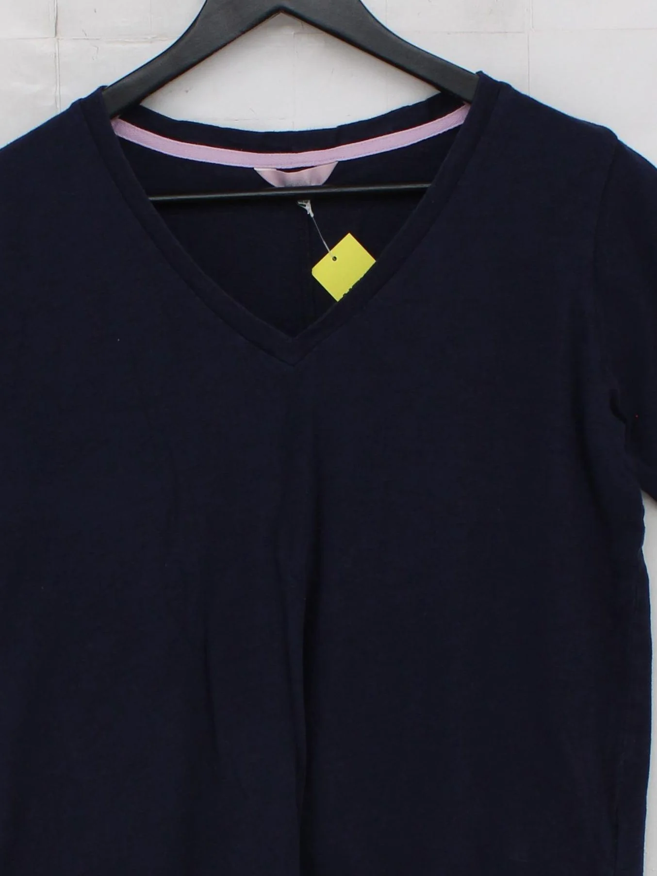Joules Women's T-Shirt UK 14 Blue 100% Cotton Short Sleeve V-Neck Basic - Image 3