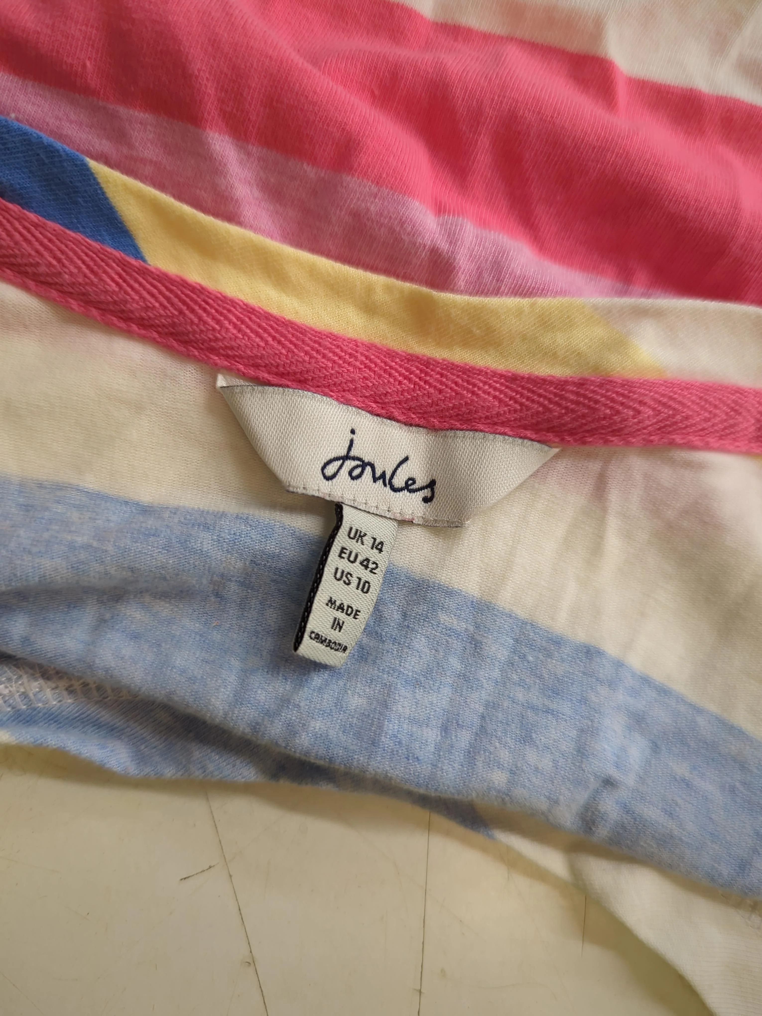 Joules Women's T-Shirt UK 14 Multi Cotton with Elastane Basic - Image 5