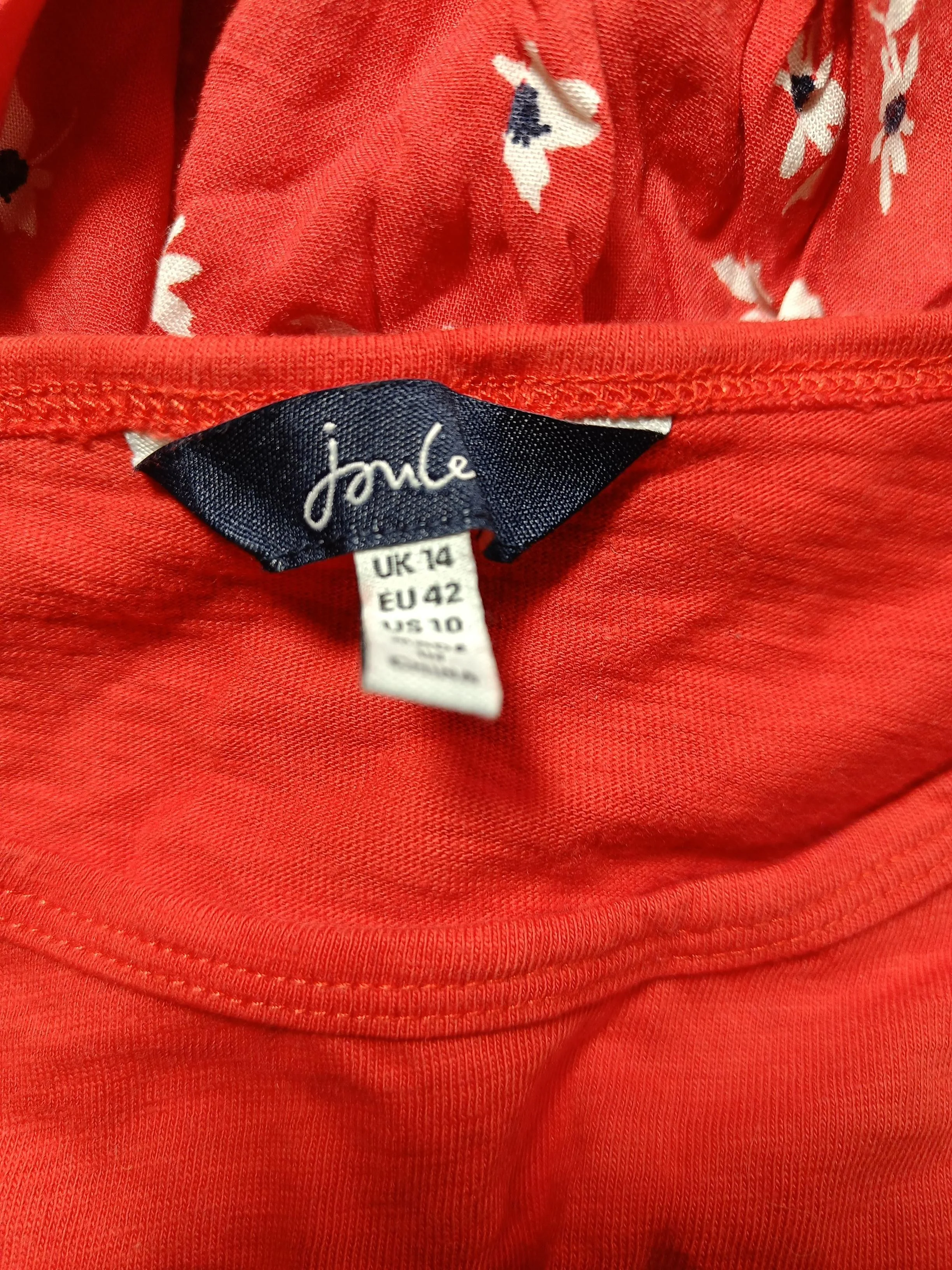 Joules Women's T-Shirt UK 14 Red Cotton with Viscose Basic - Image 5