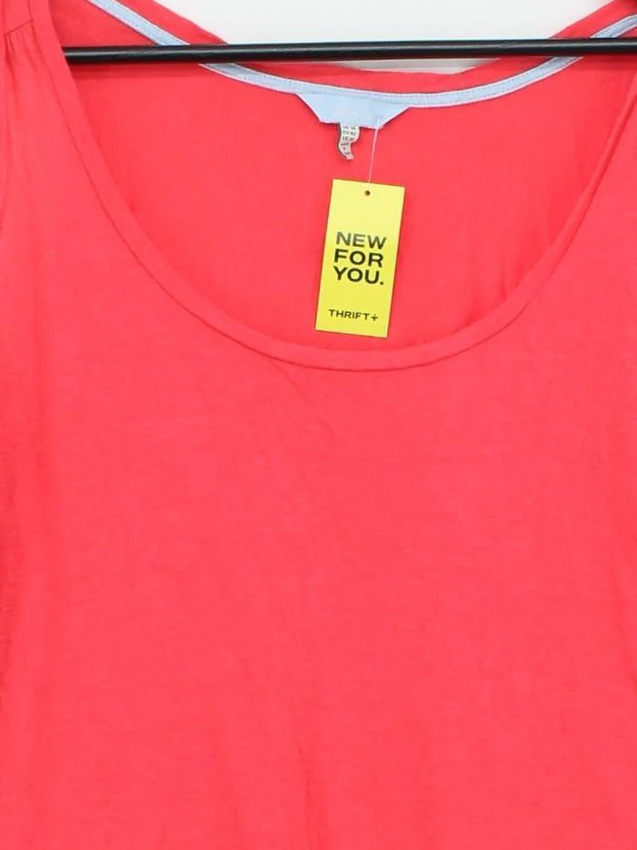 Joules Women's T-Shirt UK 14 Red Viscose with Linen Sleeveless Round Neck Basic - Image 3