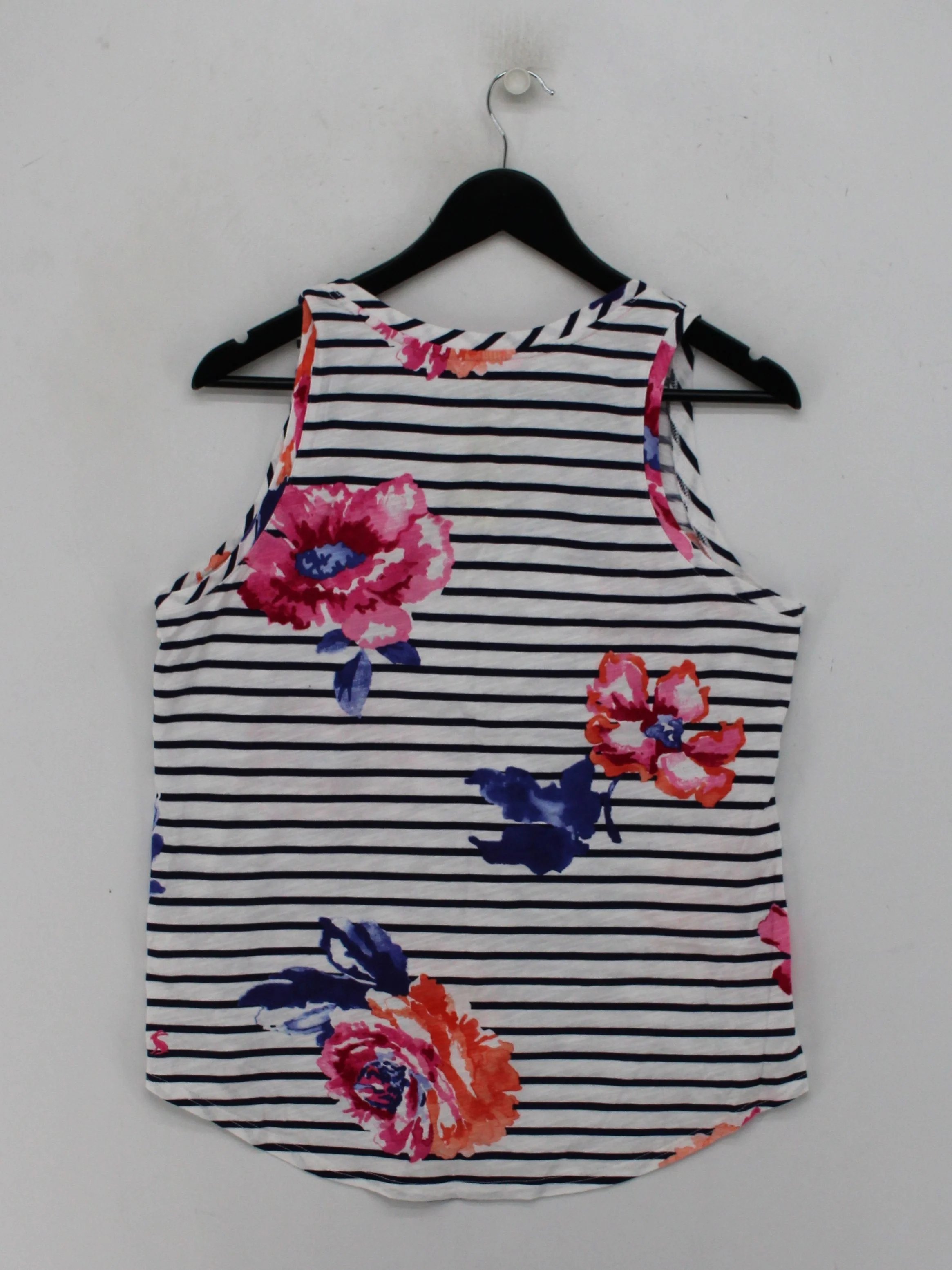 Joules Women's T-Shirt UK 14 White Floral 100% Cotton Sleeveless Basic - Image 2