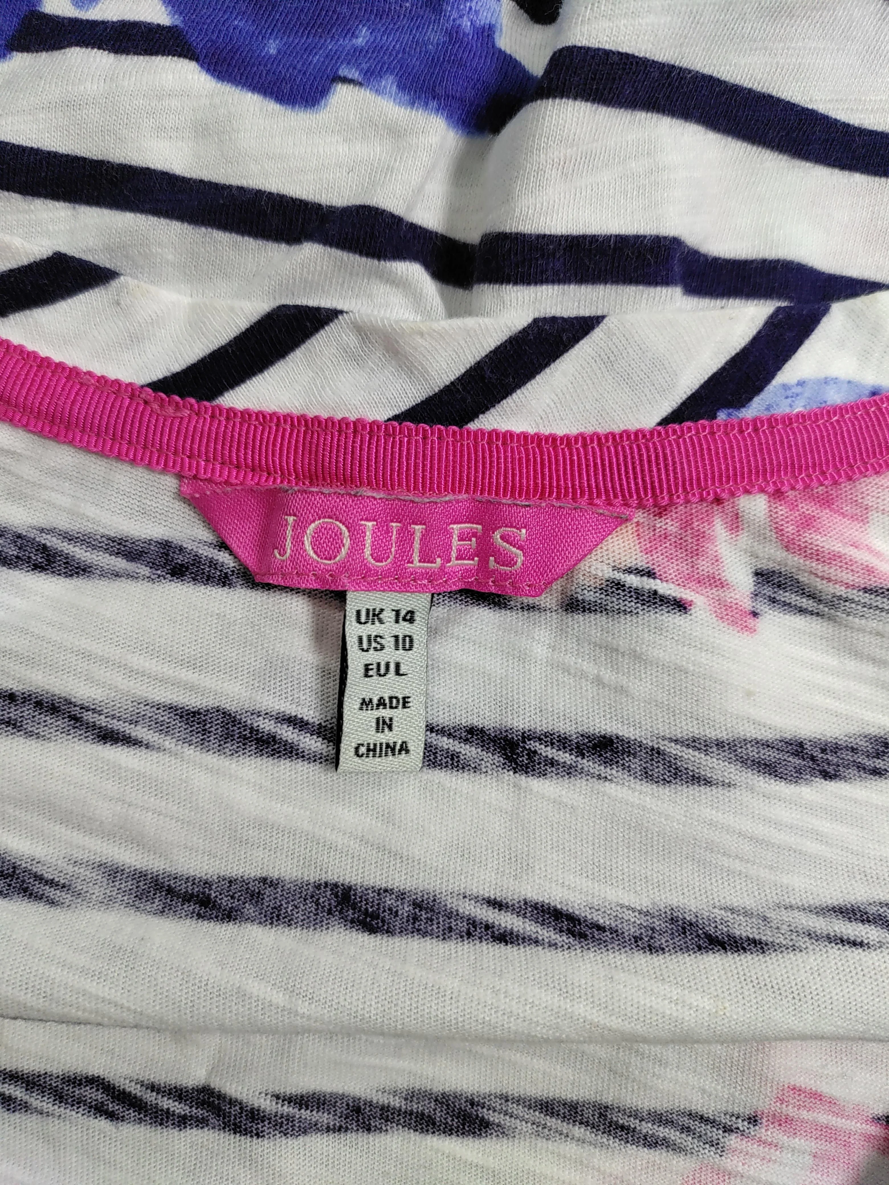 Joules Women's T-Shirt UK 14 White Floral 100% Cotton Sleeveless Basic - Image 5