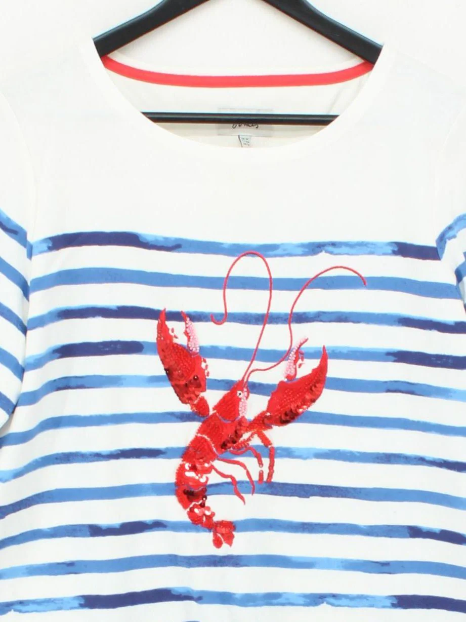 Joules Women's T-Shirt UK 16 White 100% Cotton Basic - Image 3