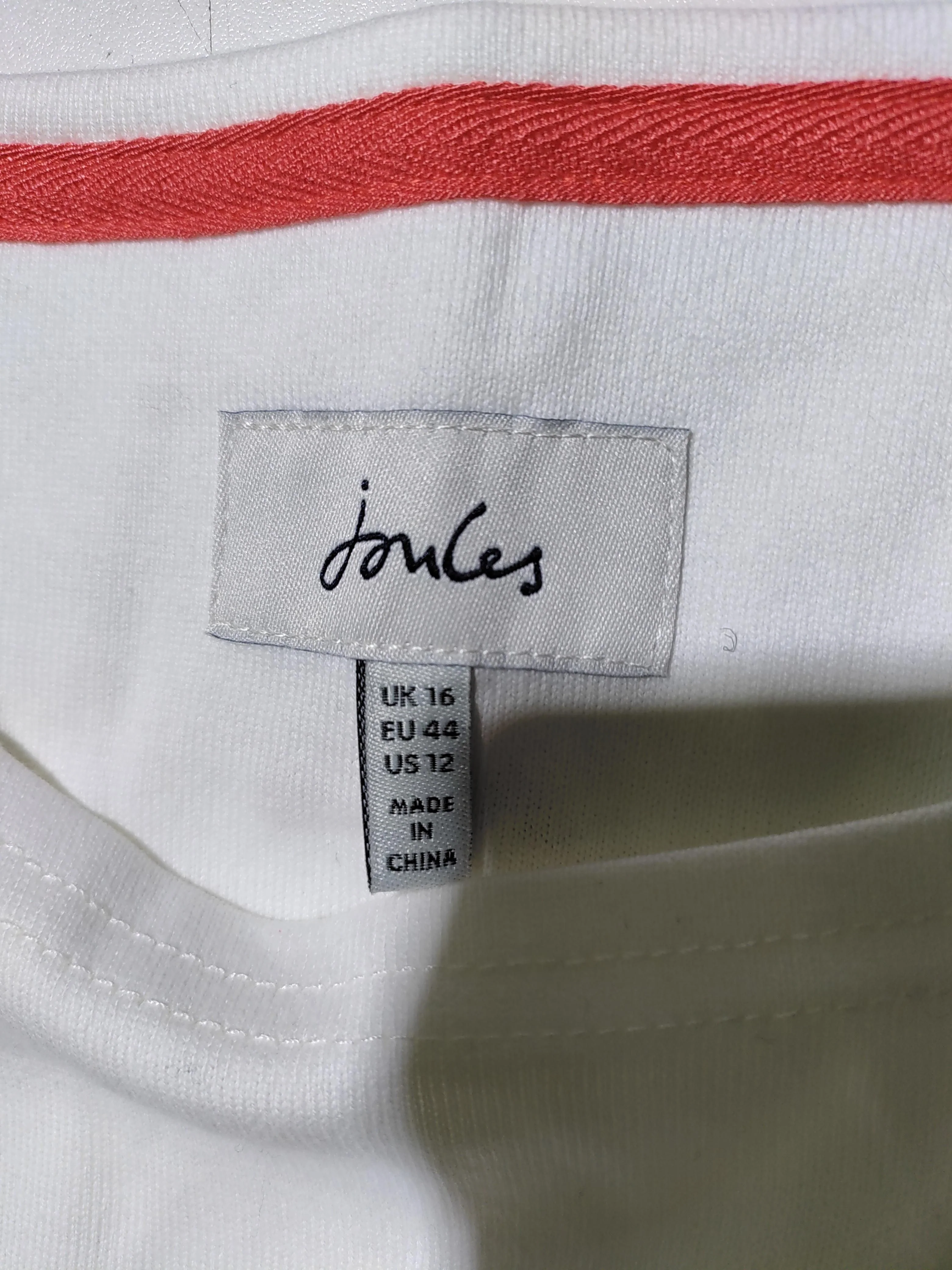 Joules Women's T-Shirt UK 16 White 100% Cotton Basic - Image 5