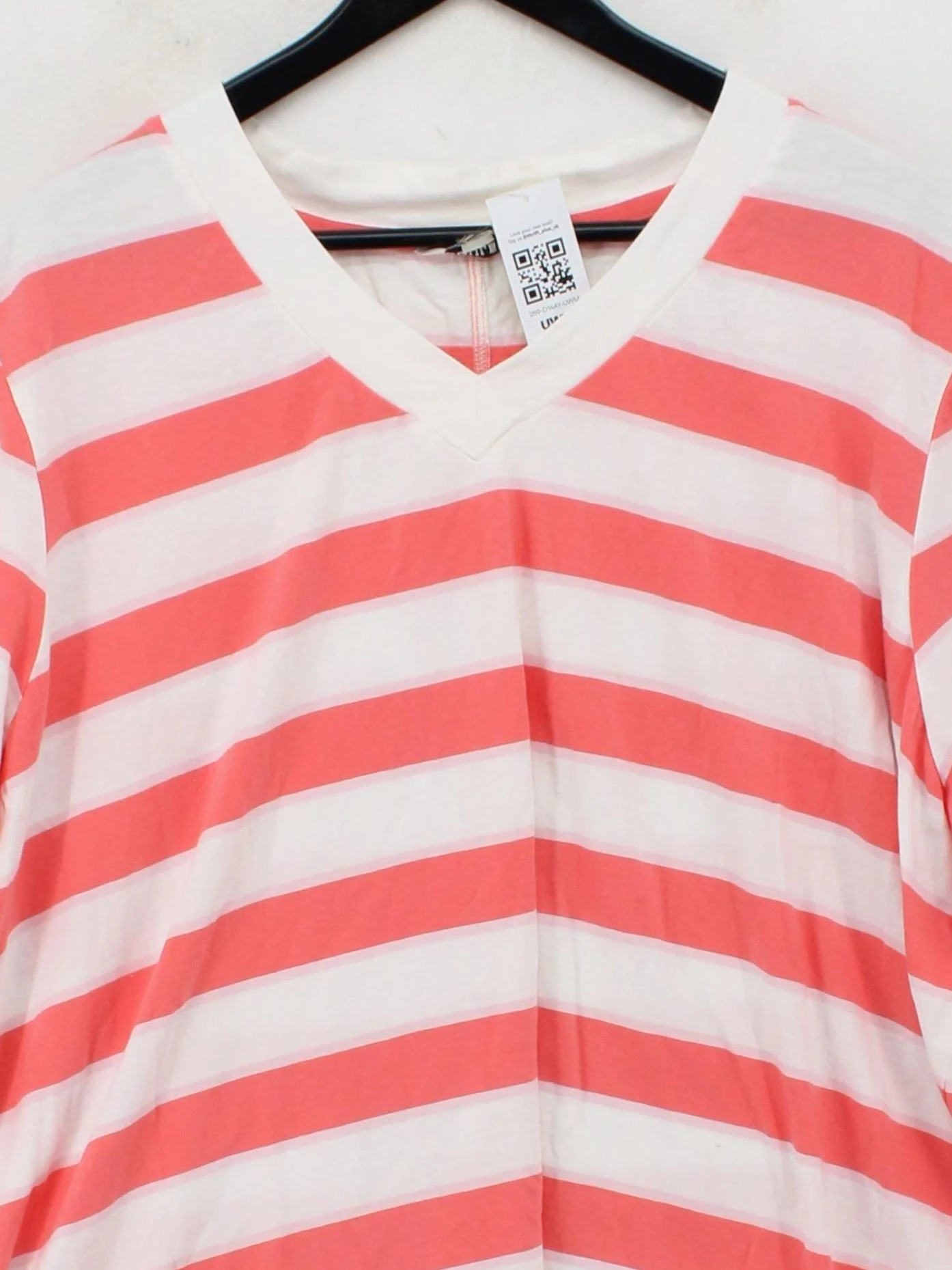 Joules Women's T-Shirt UK 26 Multi Striped 100% Cotton Short Sleeve V-Neck Basic - Image 3