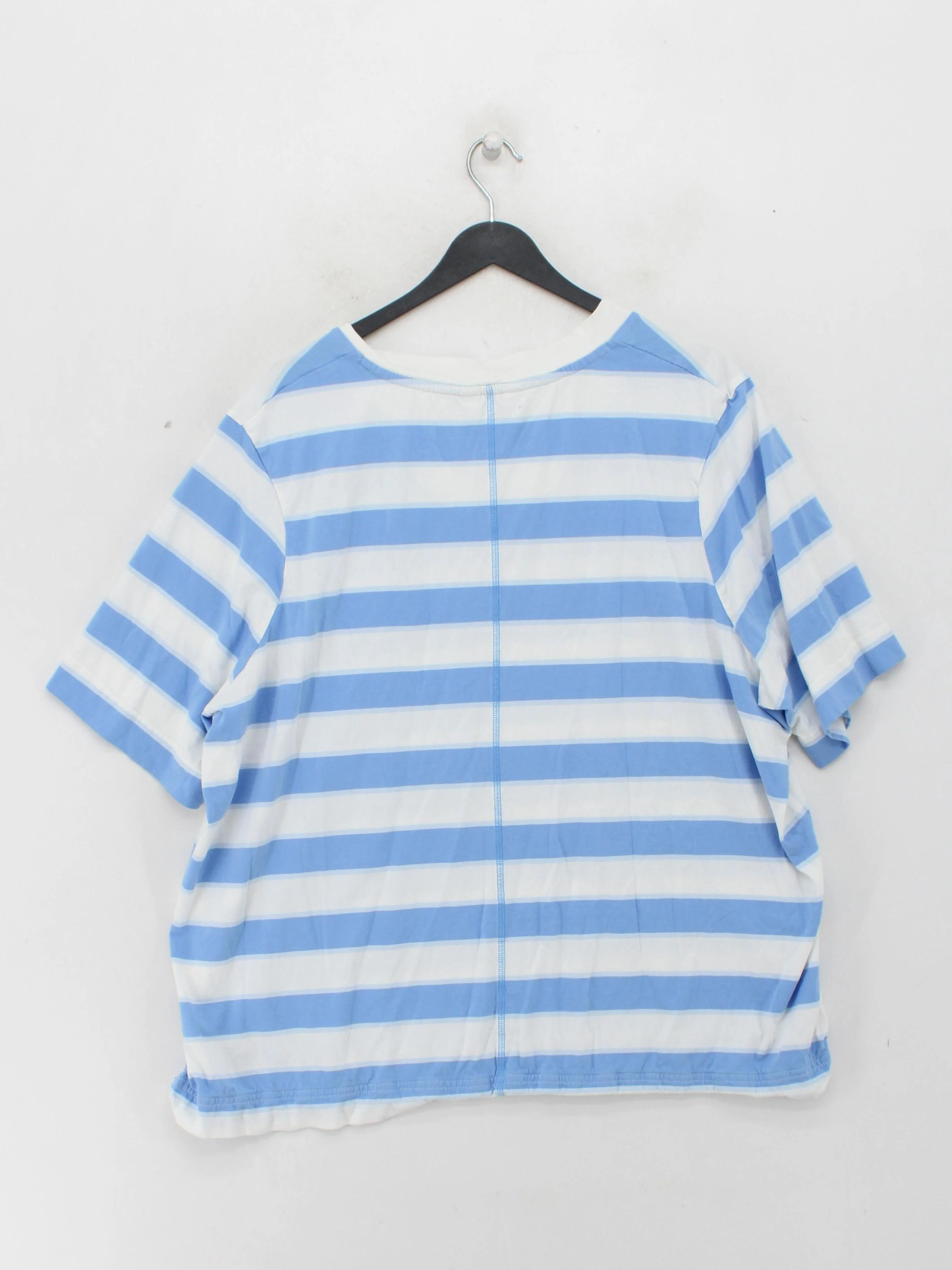 Joules Women's T-Shirt UK 26 White Striped 100% Cotton Short Sleeve V-Neck Basic - Image 2