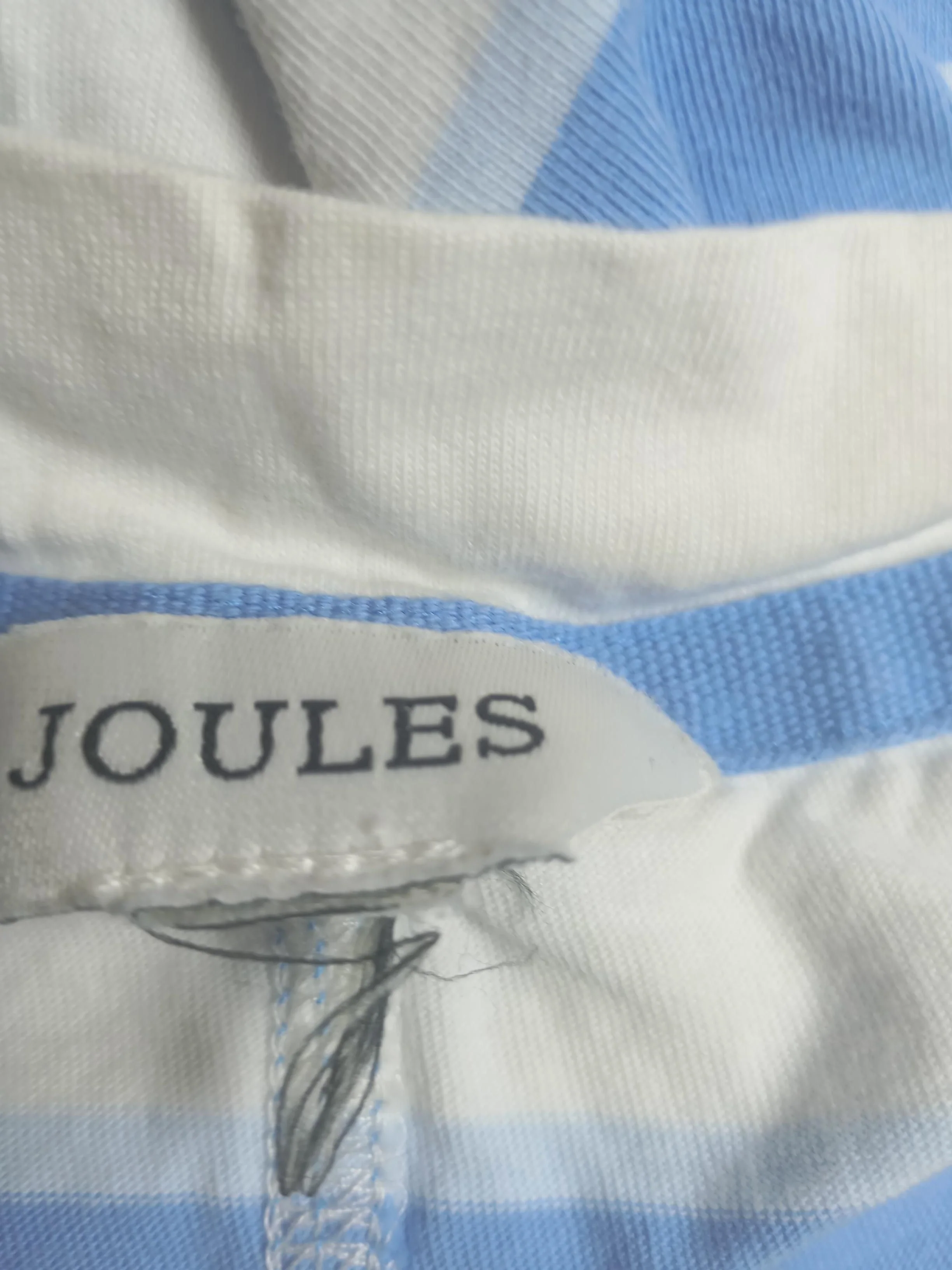 Joules Women's T-Shirt UK 26 White Striped 100% Cotton Short Sleeve V-Neck Basic - Image 5