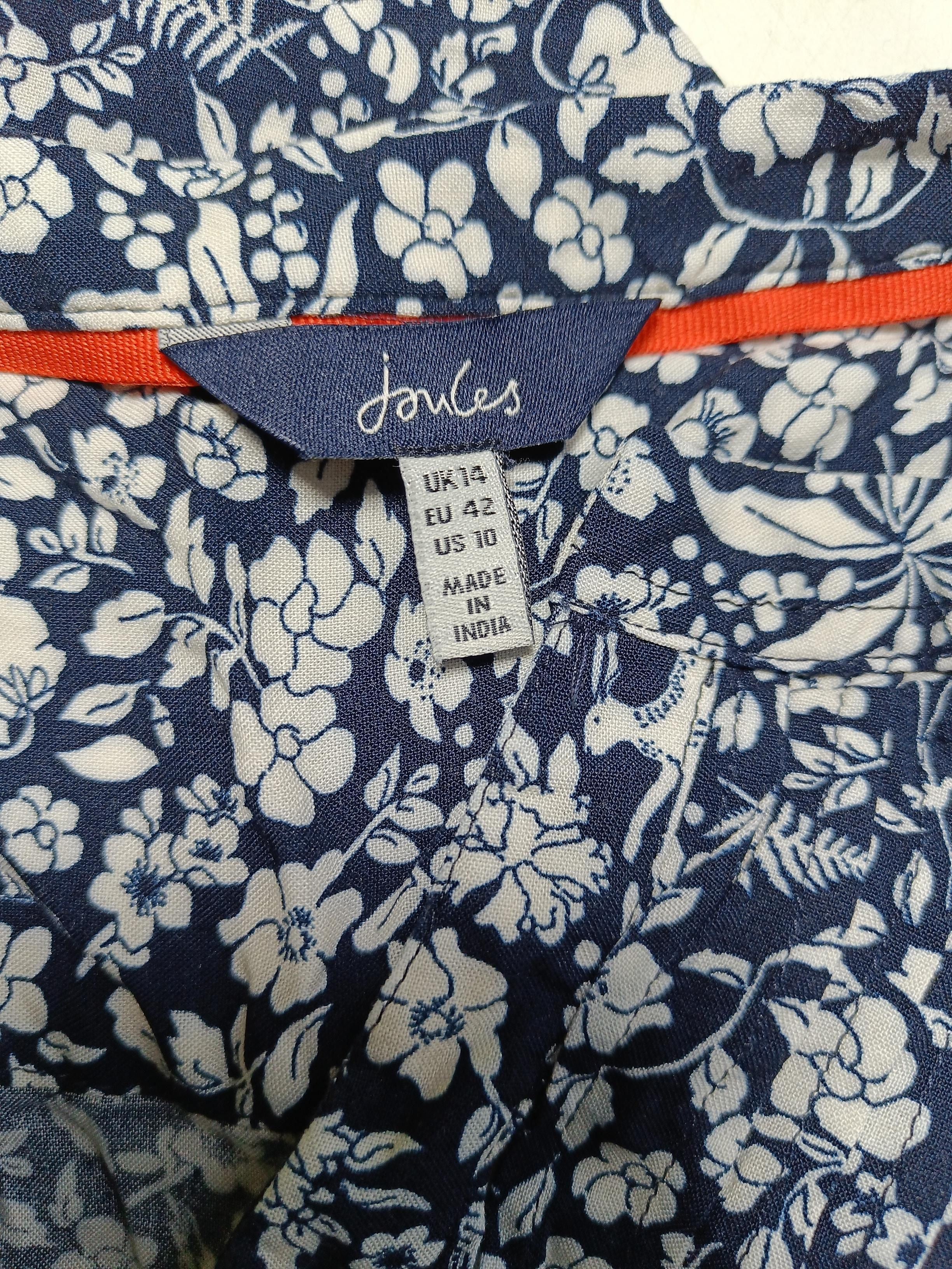 Joules Women's Top L Blue Floral 100% Viscose Long Sleeve V-Neck Basic - Image 5