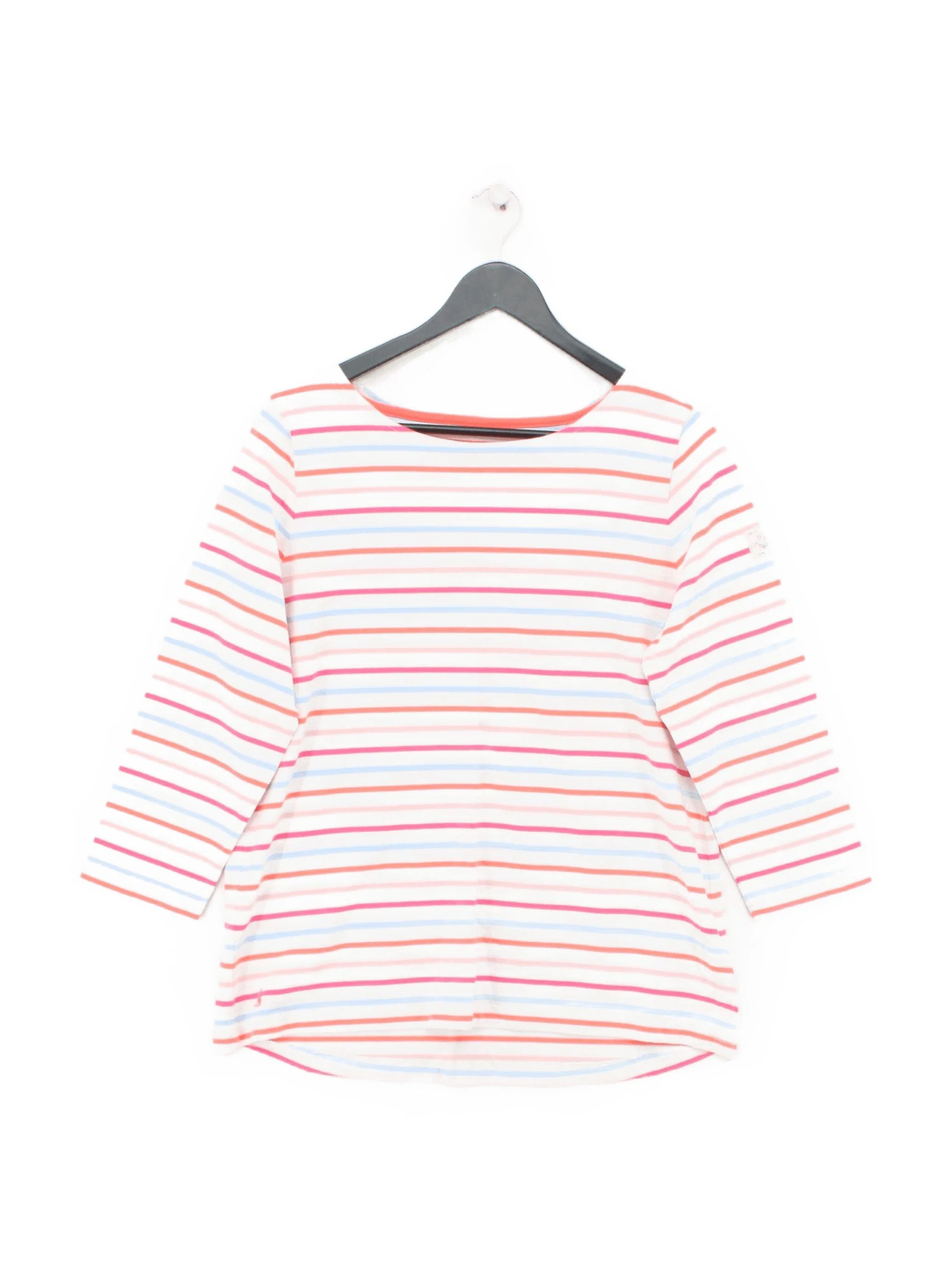Joules Women's Top L Multi Striped 100% Cotton 3/4 Sleeve Round Neck Basic