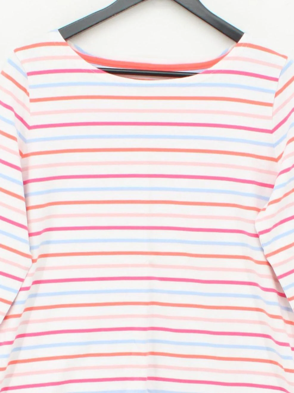 Joules Women's Top L Multi Striped 100% Cotton 3/4 Sleeve Round Neck Basic - Image 3
