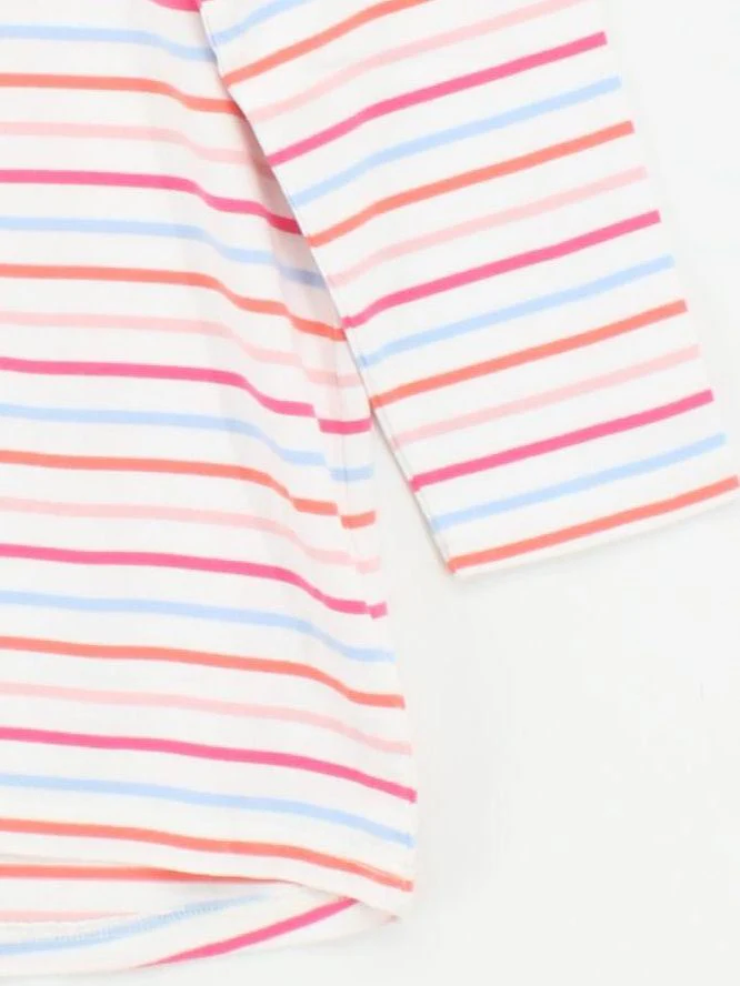 Joules Women's Top L Multi Striped 100% Cotton 3/4 Sleeve Round Neck Basic - Image 4