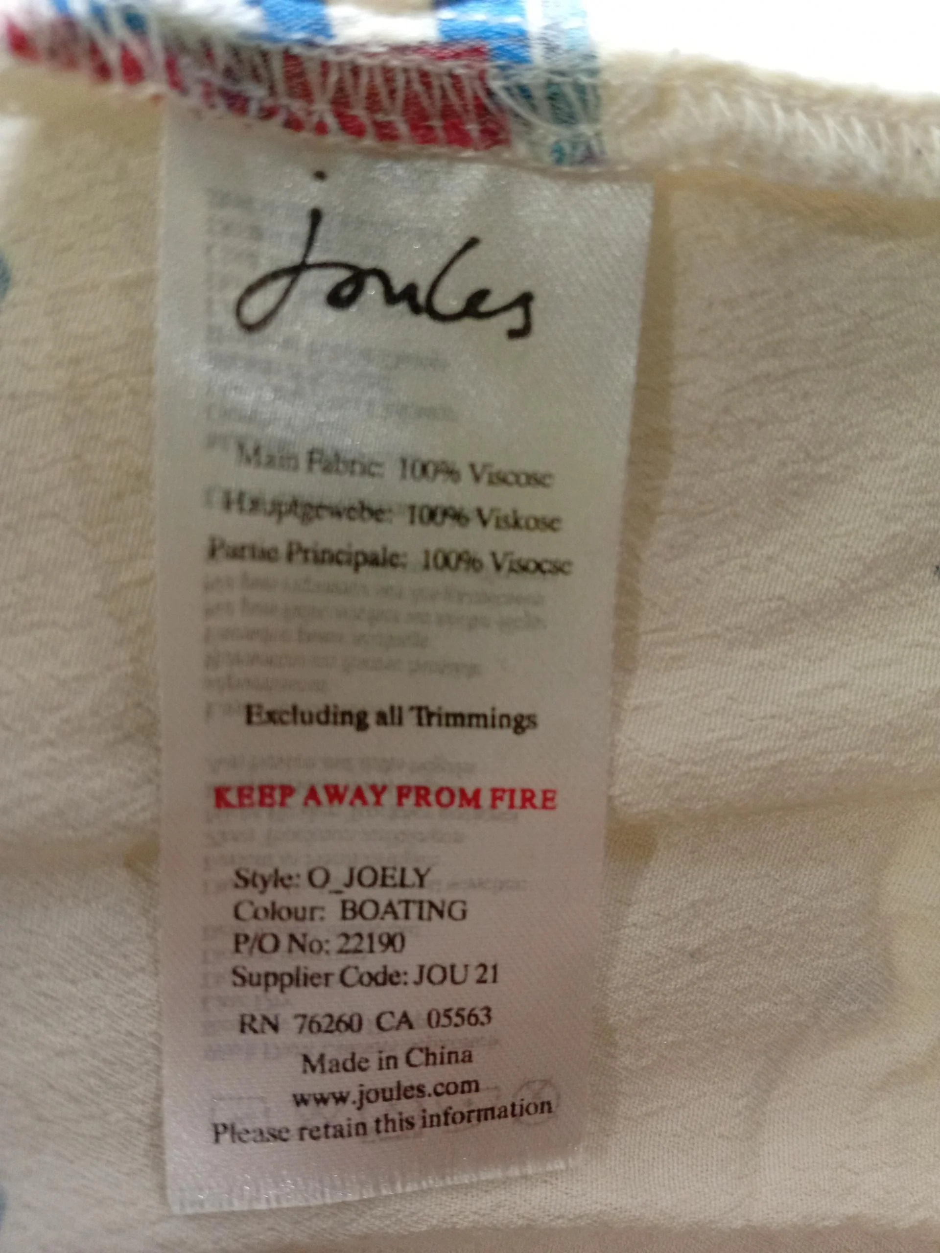 Joules Women's Top M Cream Geometric 100% Viscose Long Sleeve V-Neck Basic - Image 6