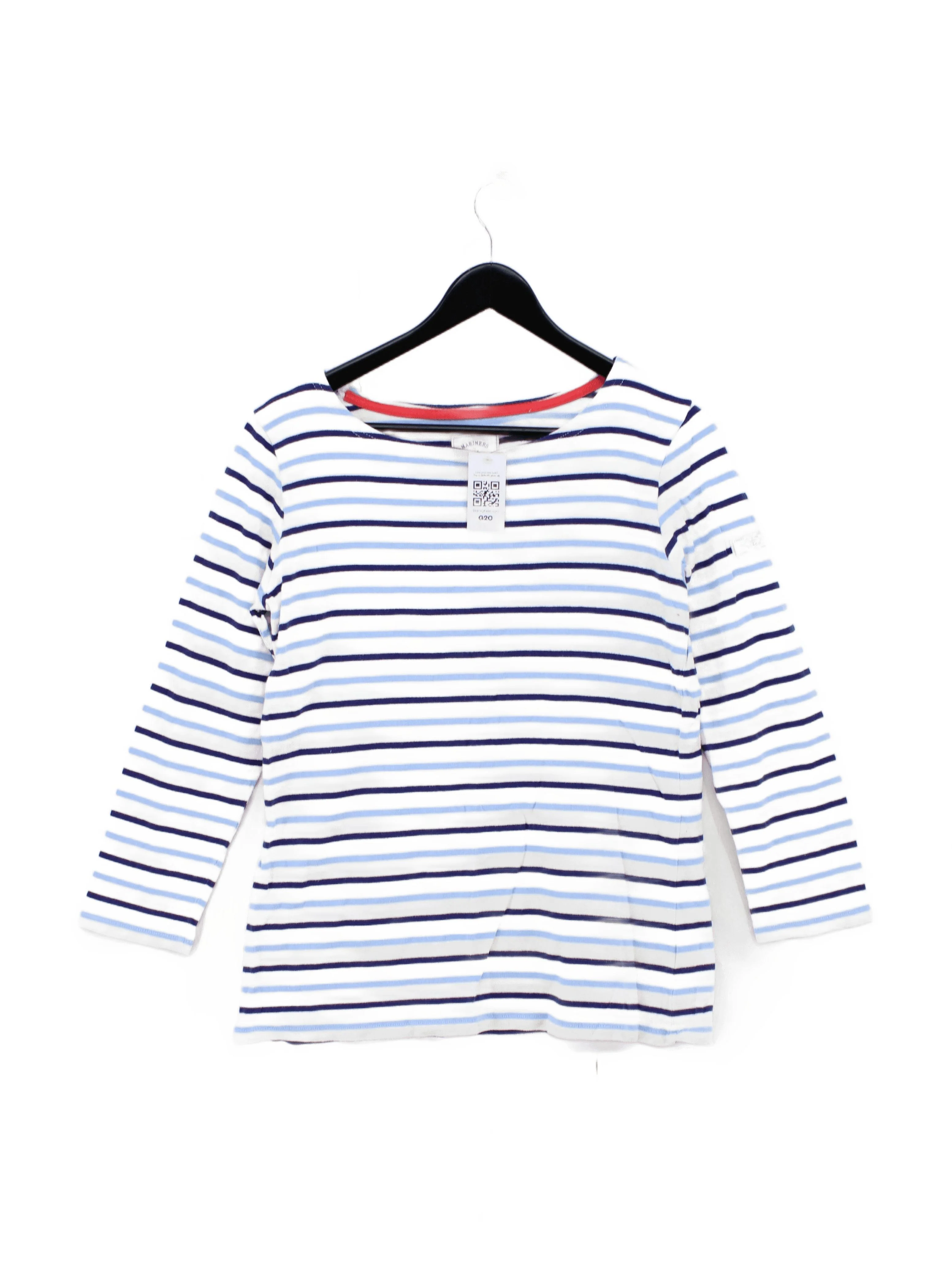 Joules Women's Top M Multi Striped 100% Cotton 3/4 Sleeve Round Neck Basic