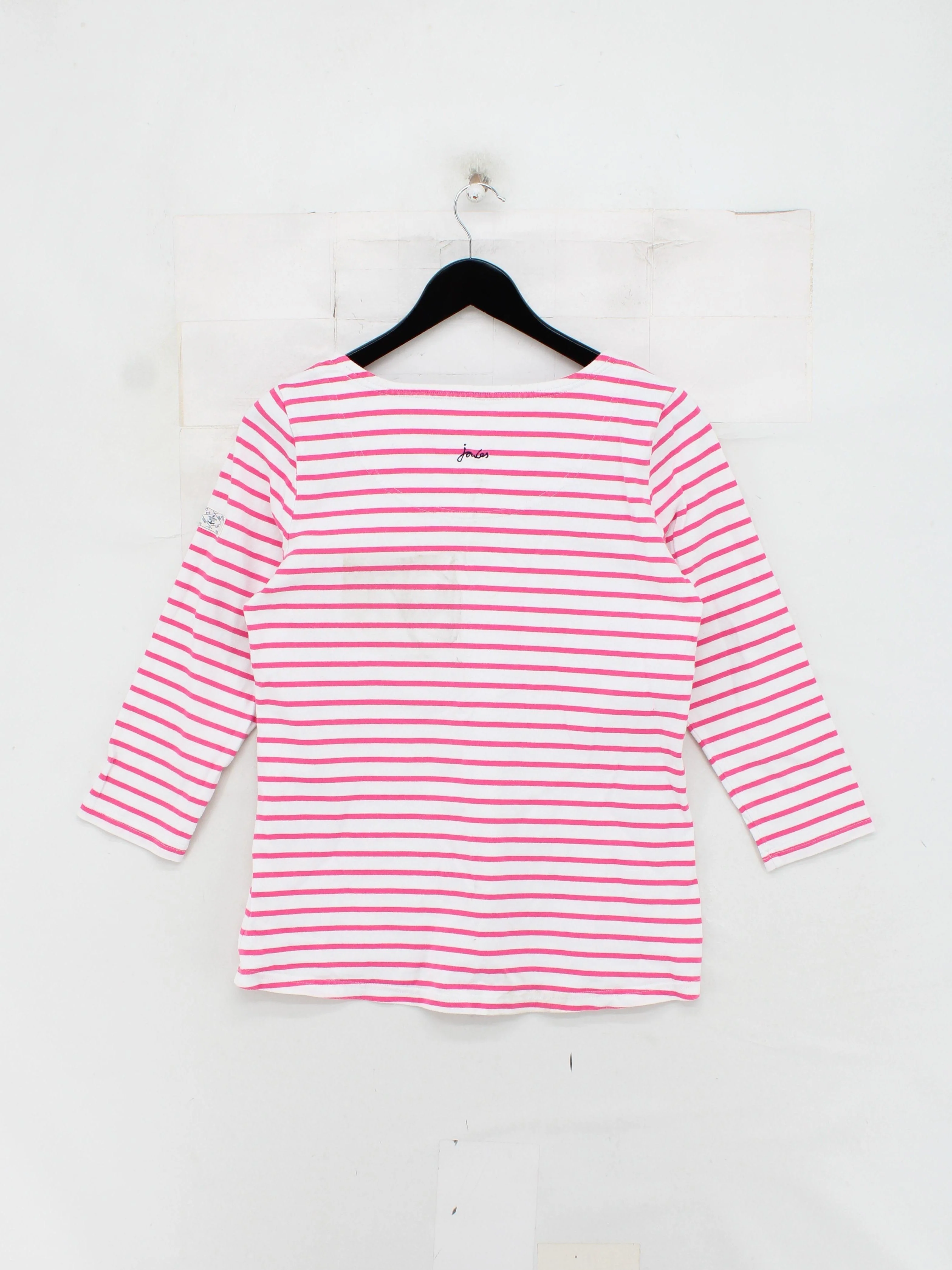 Joules Women's Top M Multi Striped 100% Cotton 3/4 Sleeve Round Neck Basic - Image 2